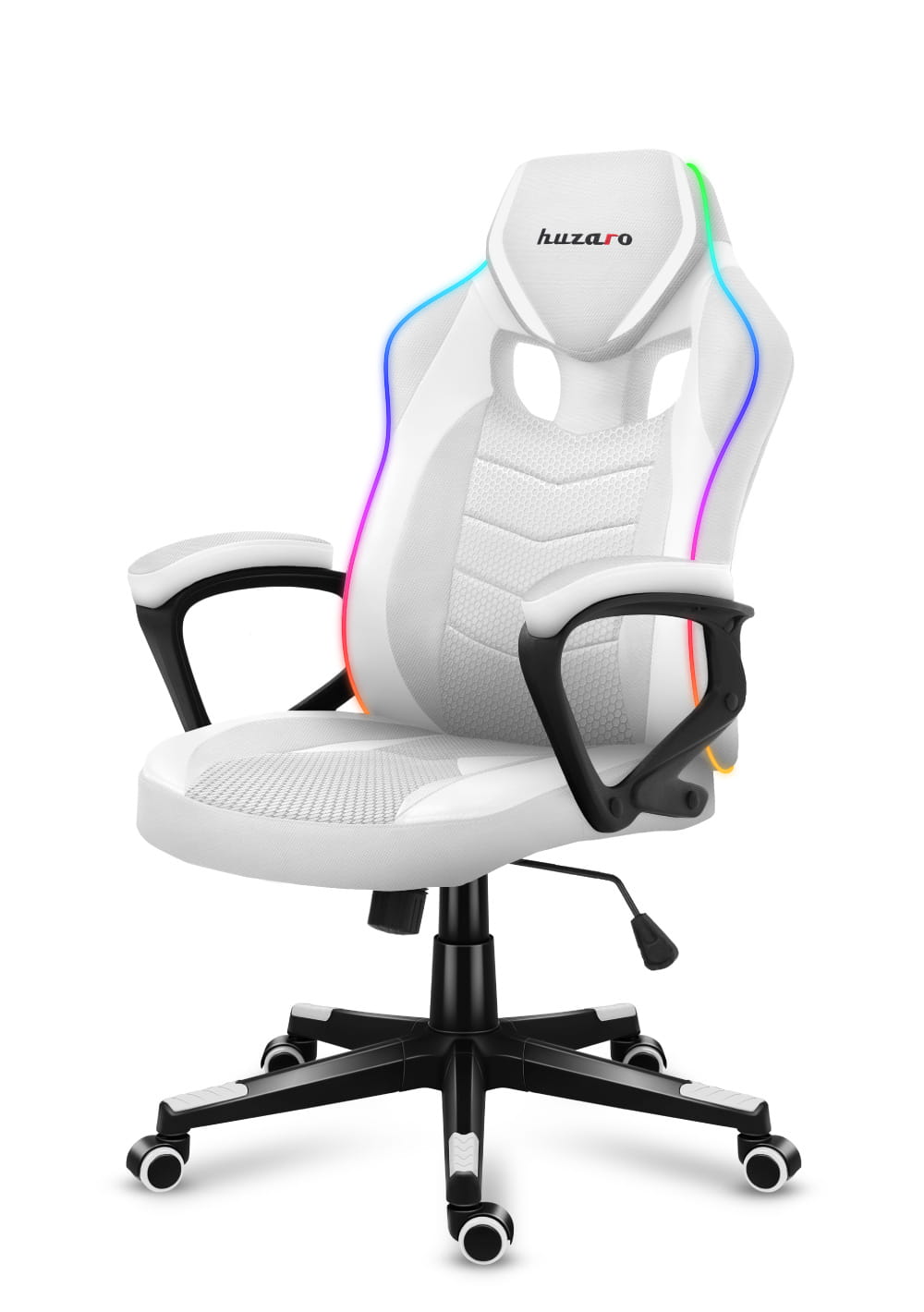 Herní židle Huzaro Force 2.5 RGB s bílým síťovaným podsvícením 