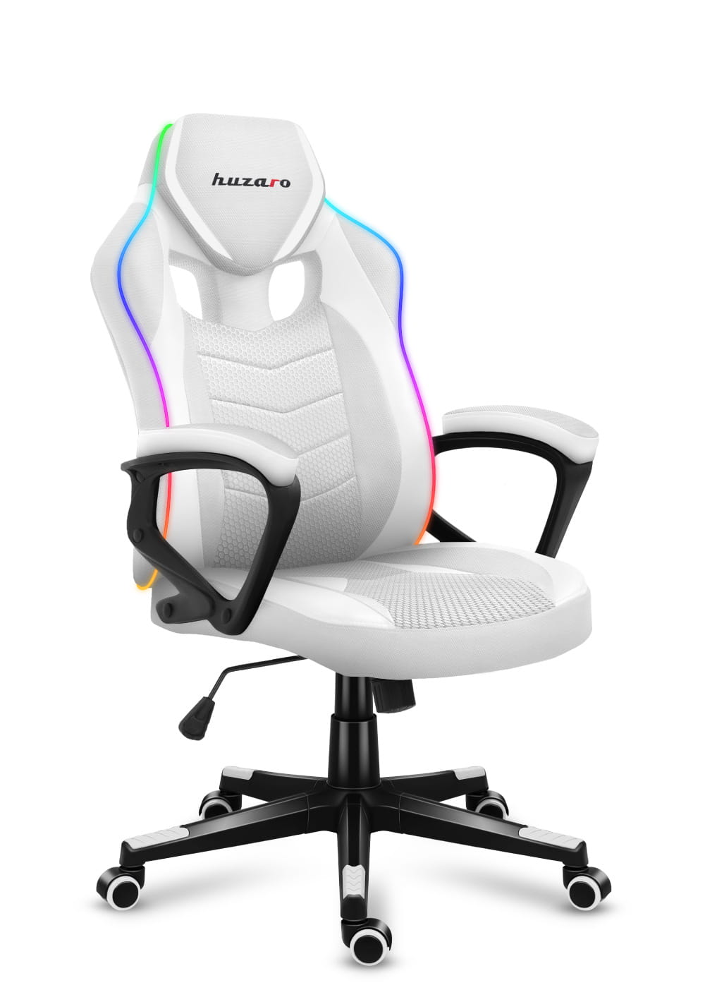 Herní židle Huzaro Force 2.5 RGB s bílým síťovaným podsvícením 