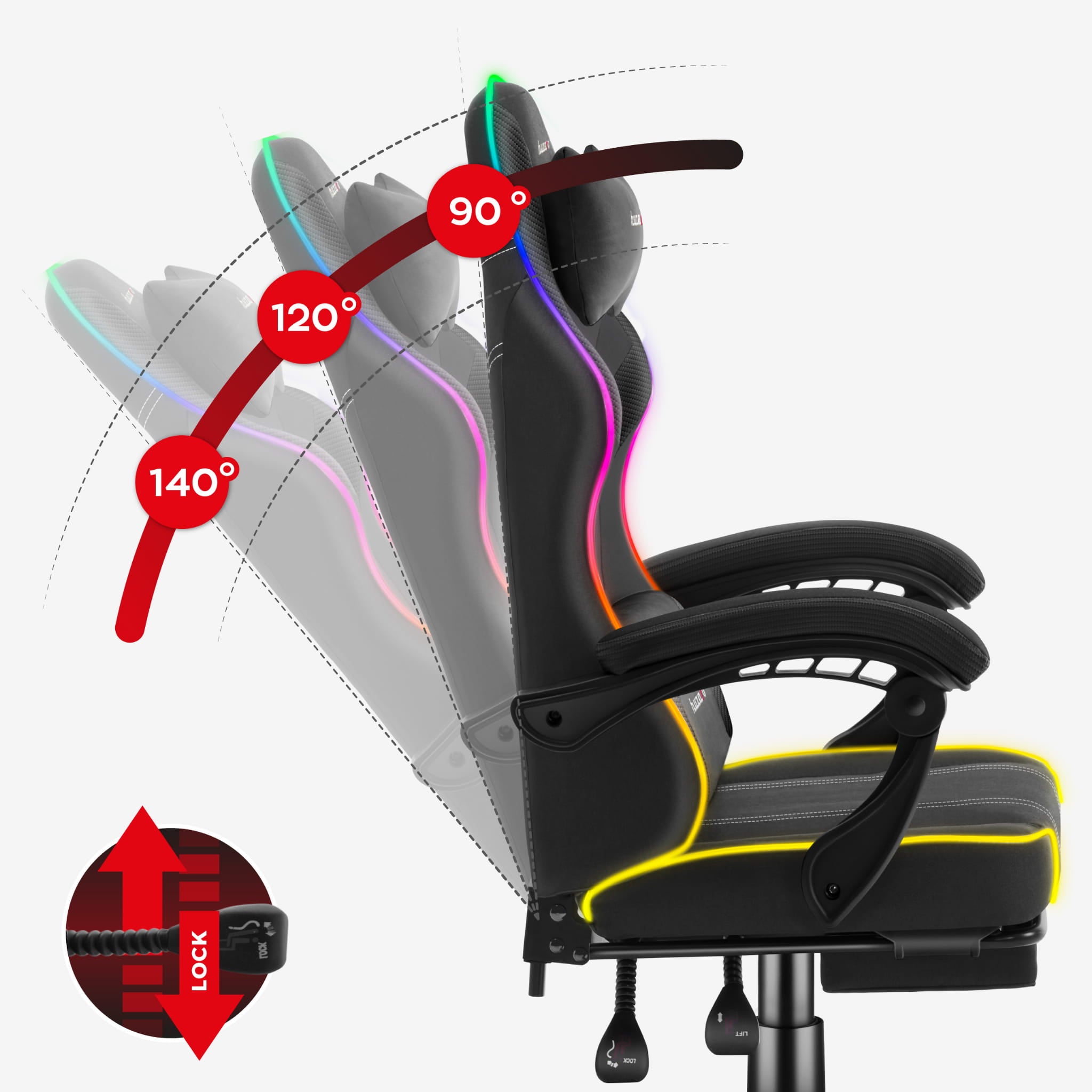 Herní židle Huzaro Force 3.7 RGB černá 