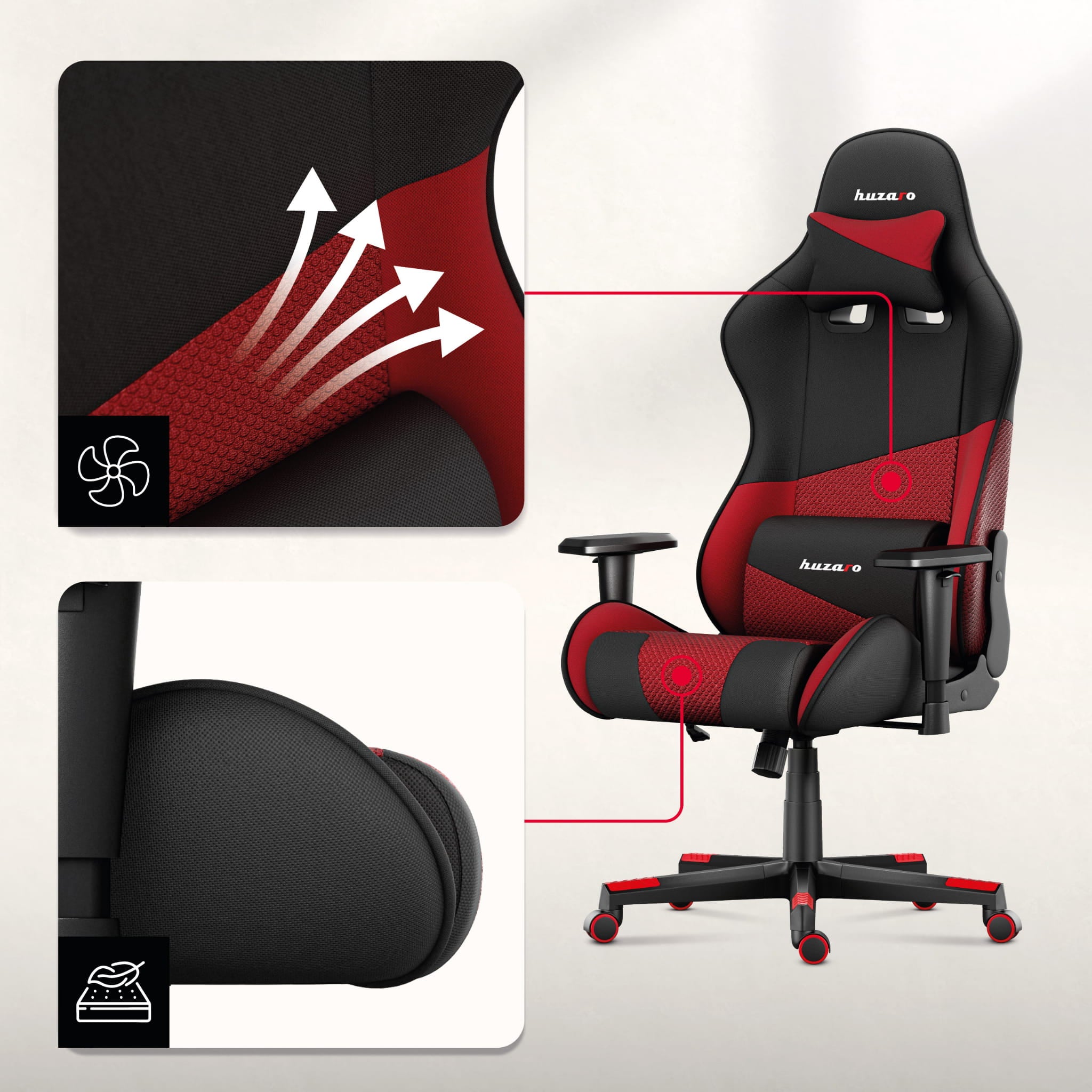 Herní židle HUZARO FORCE 6.2 Red Mesh 