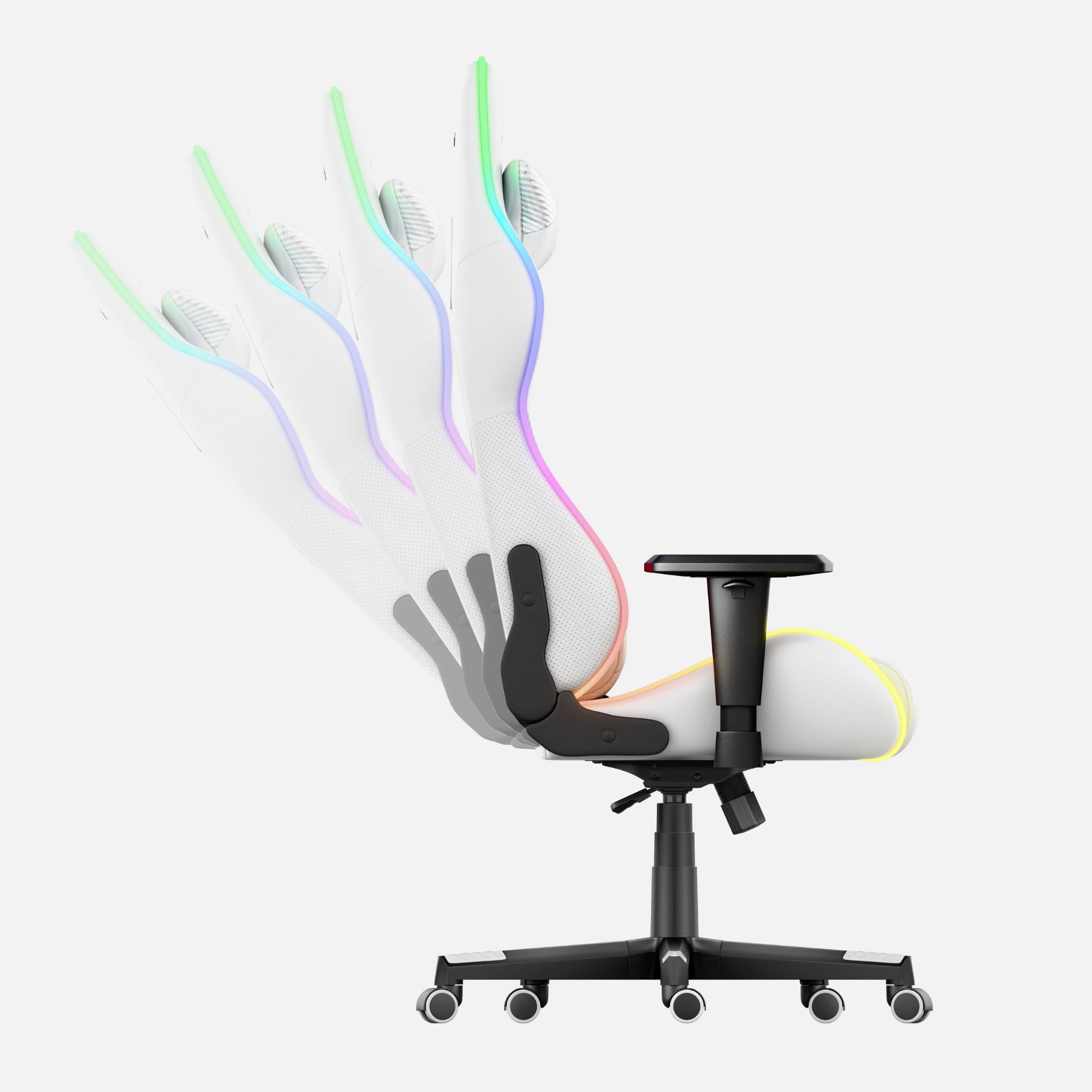 Herní židle HUZARO FORCE 6.2 s bílým RGB LED podsvícením 