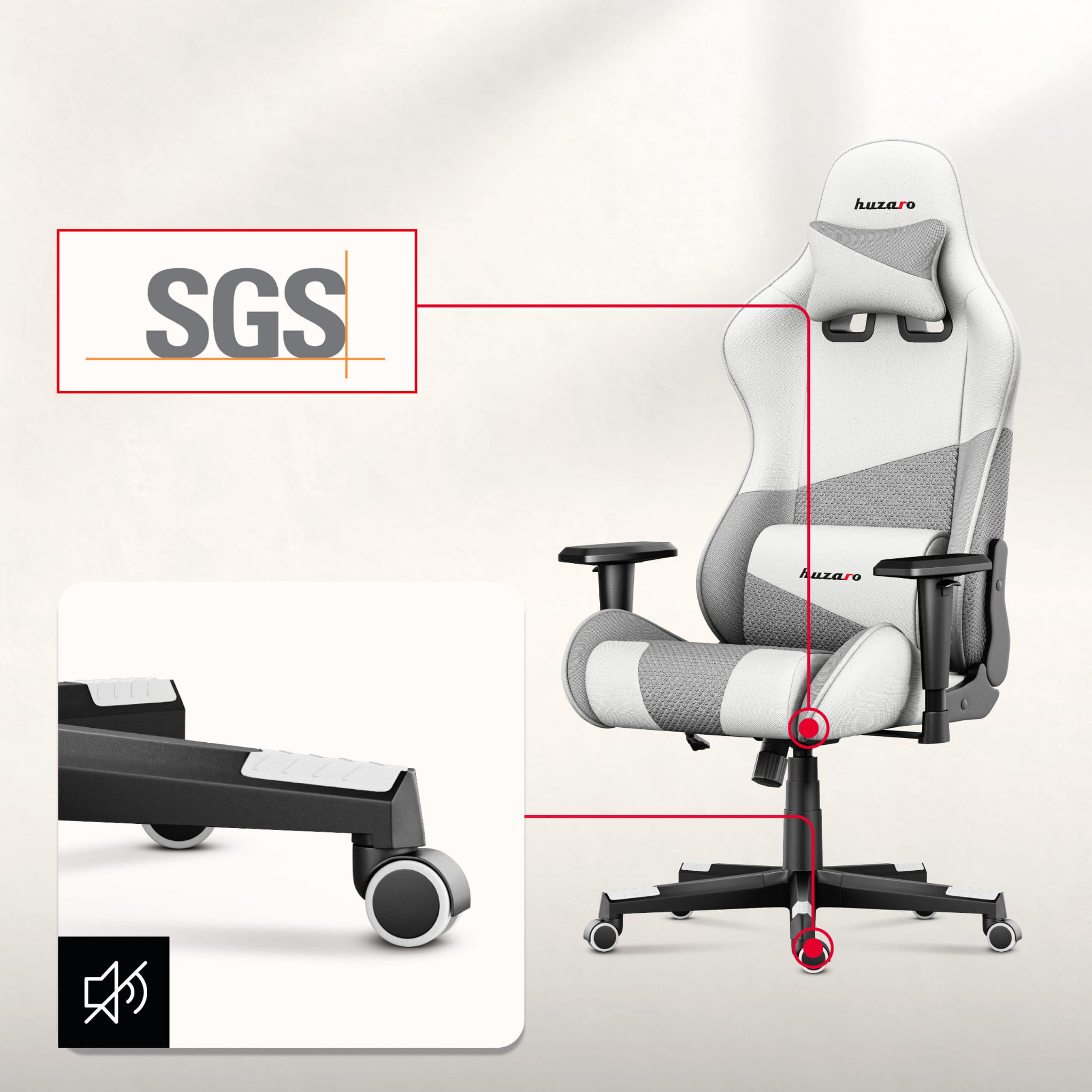 Herní židle HUZARO FORCE 6.2 White Mesh 