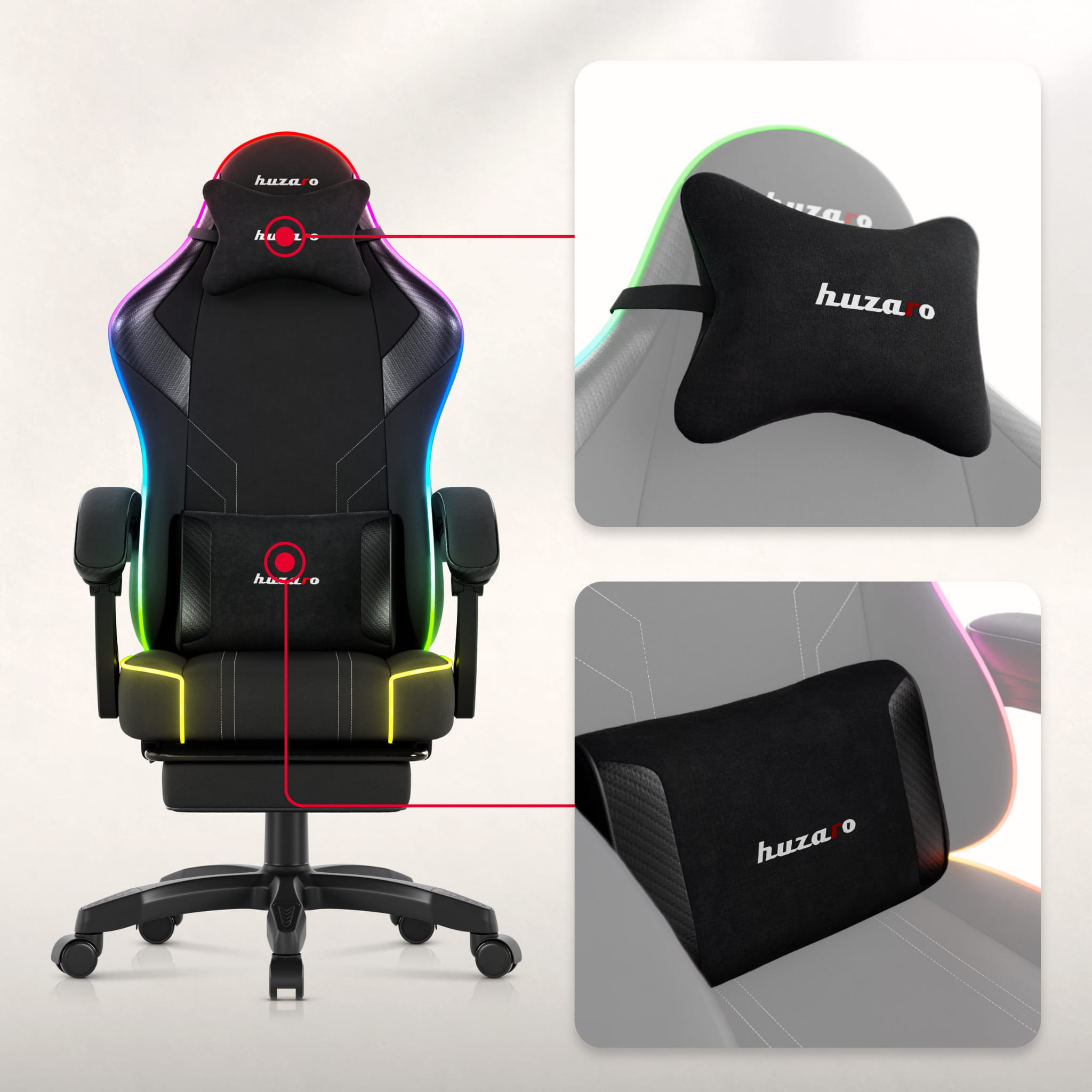 Herní židle Huzaro Force 3.7 RGB černá 