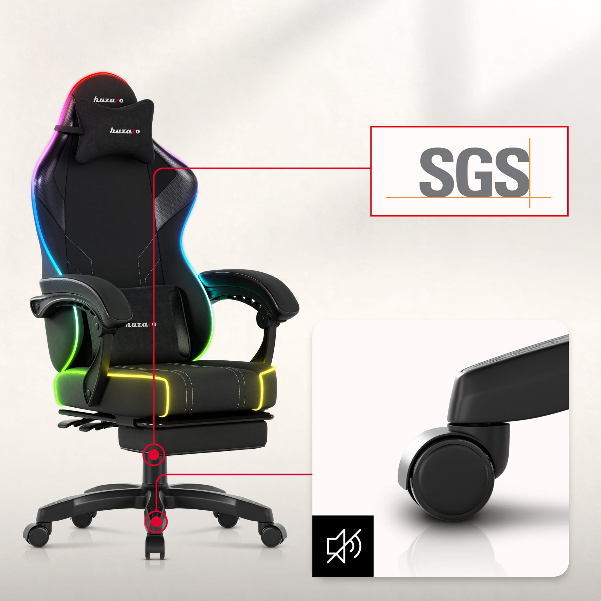 Herní židle Huzaro Force 3.7 RGB černá 