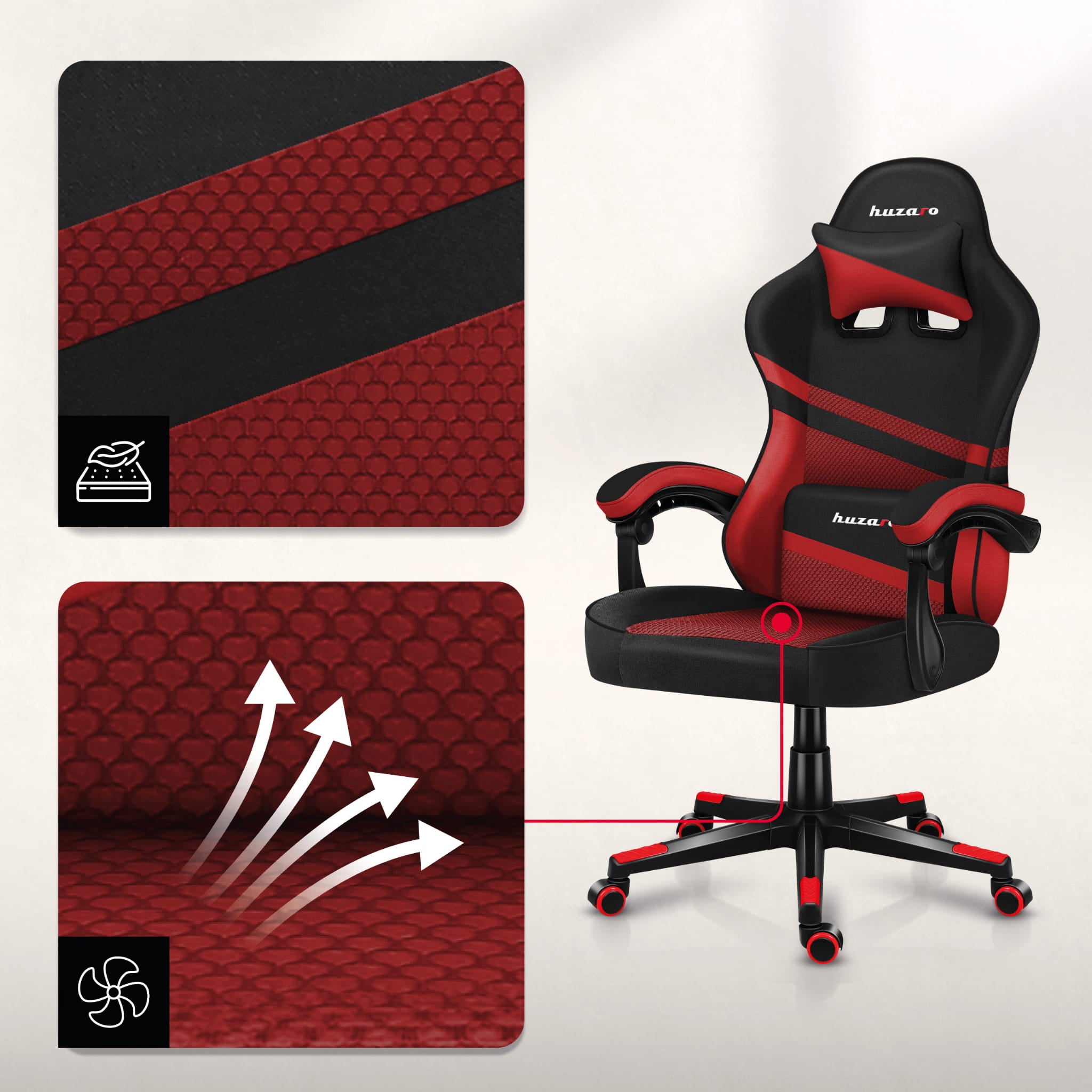 Herní židle HUZARO FORCE 4.4 Red Mesh 