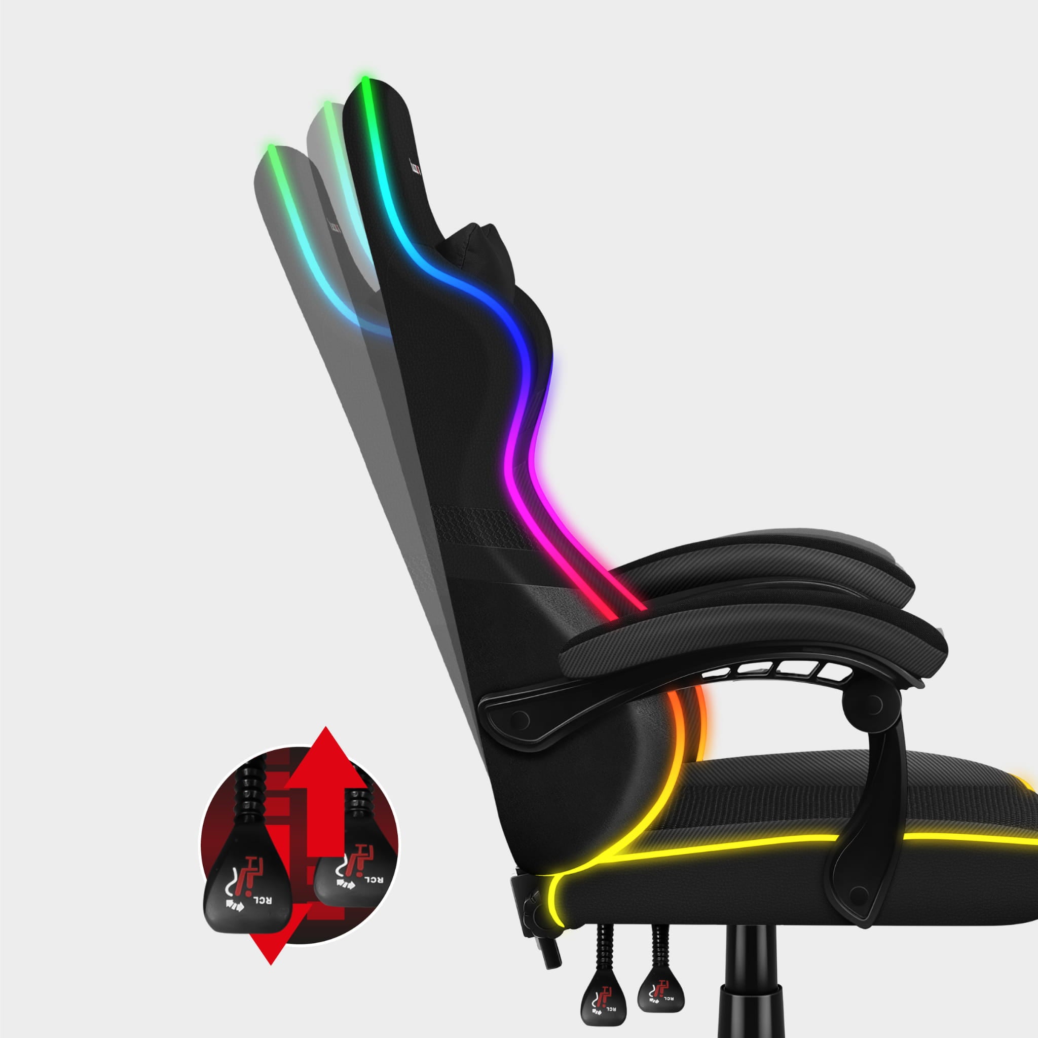 Herní židle Huzaro FORCE 4.4 RGB s černým síťovaným podsvícením 