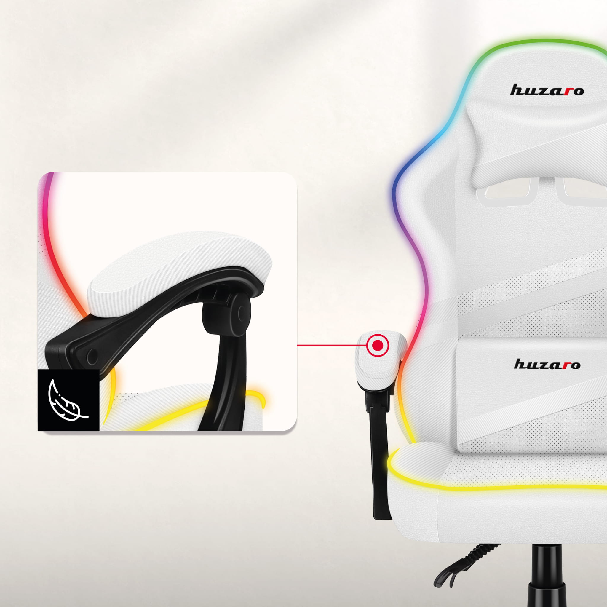 Herní židle HUZARO FORCE 4.4 RGB bílá 