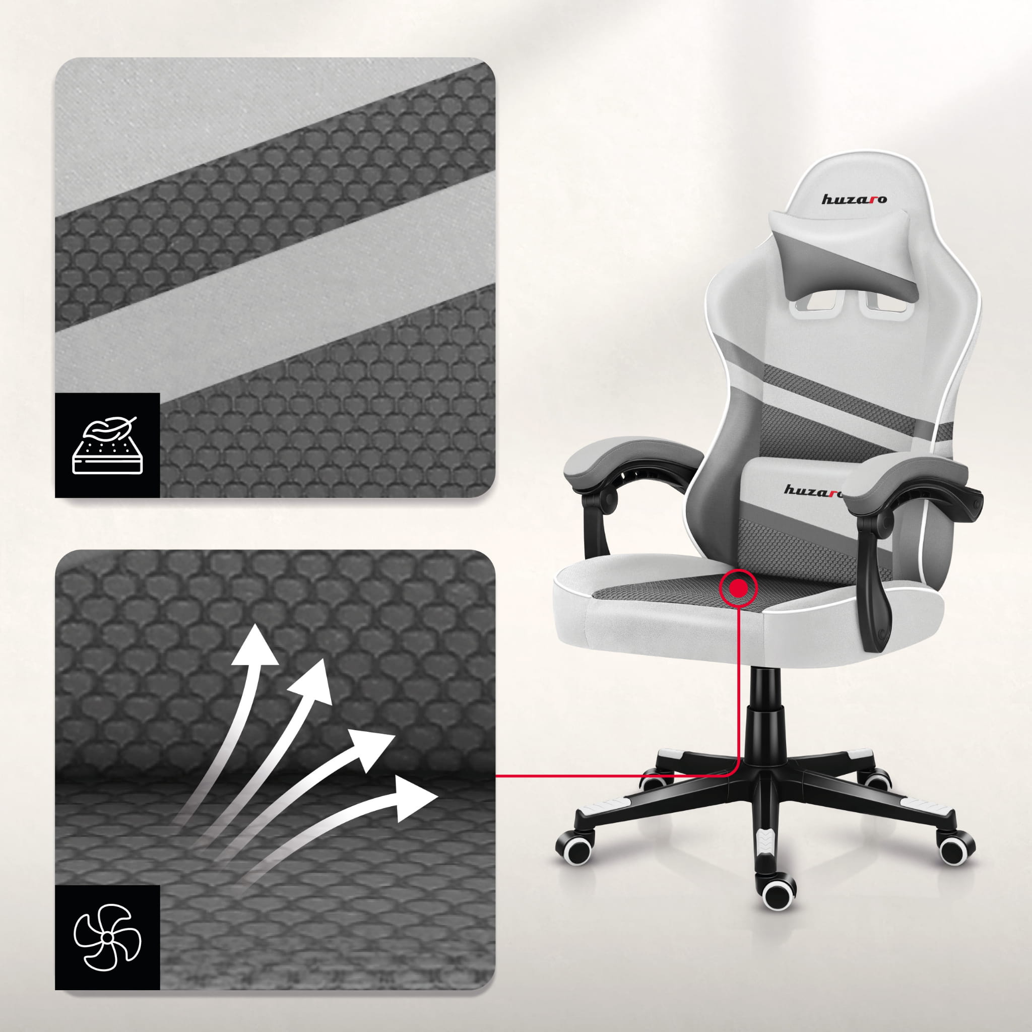 Herní židle HUZARO FORCE 4.4 White Mesh 