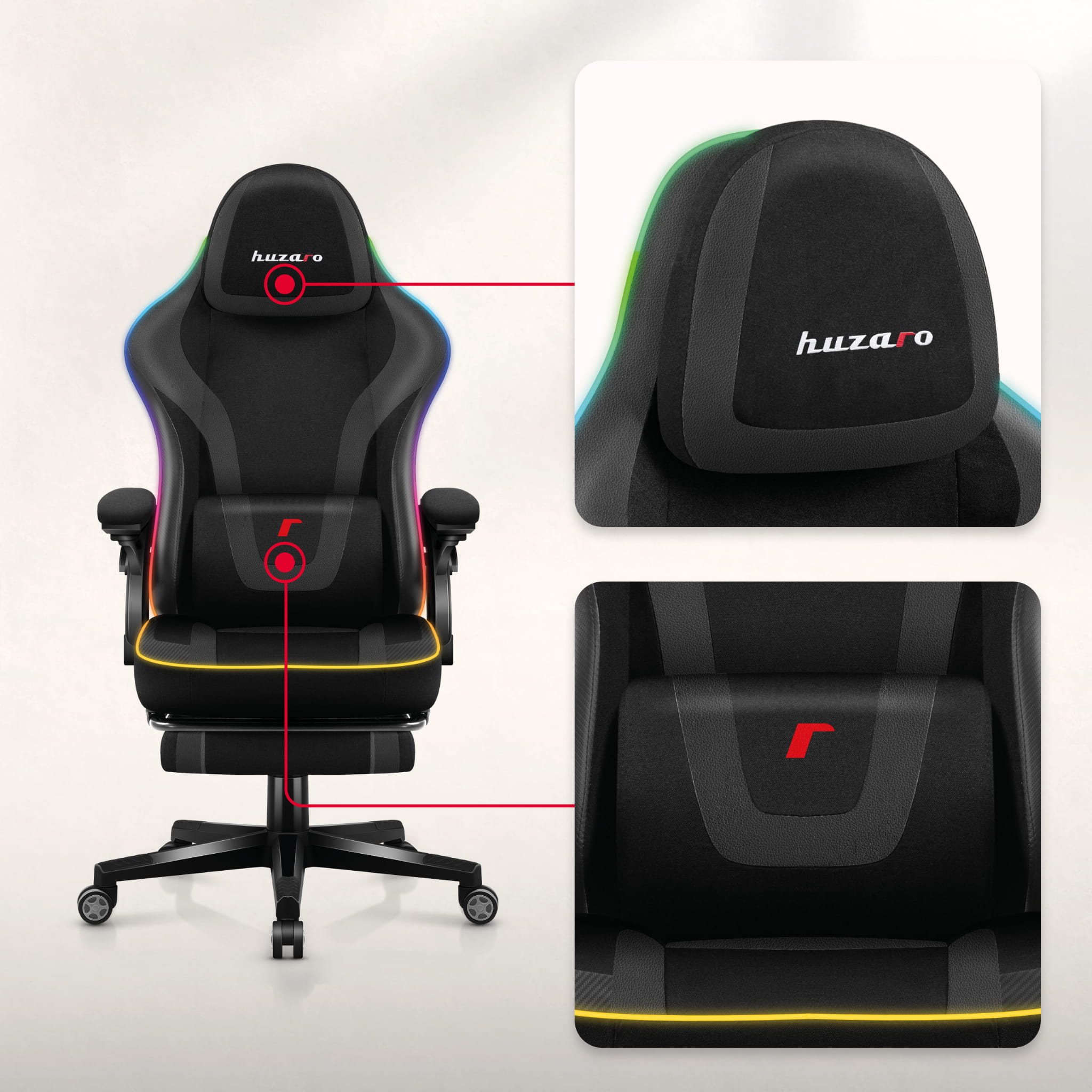 Herní židle Huzaro Force 4.6 Black RGB 