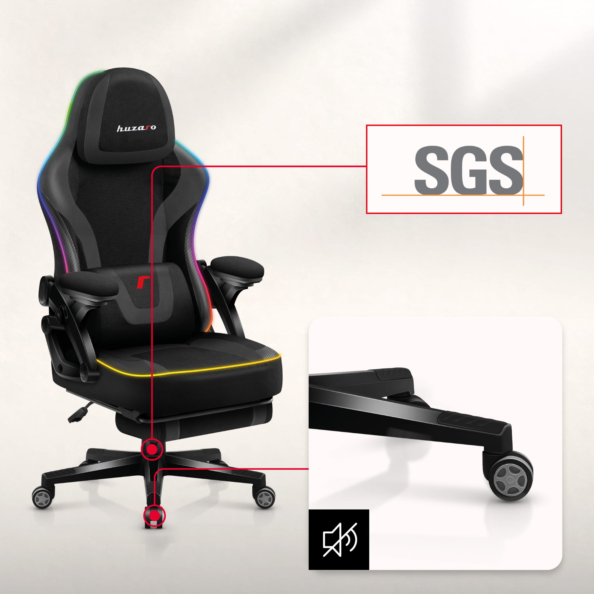 Herní židle Huzaro Force 4.6 Black RGB 