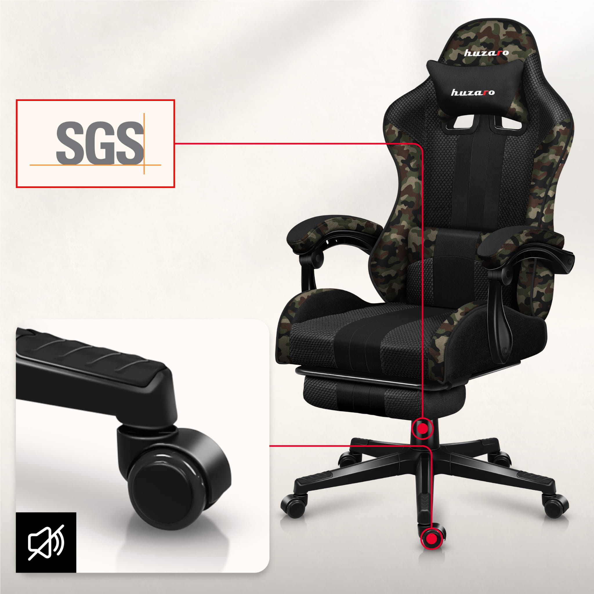 Herní židle Huzaro Force 4.7 Camo Mesh 