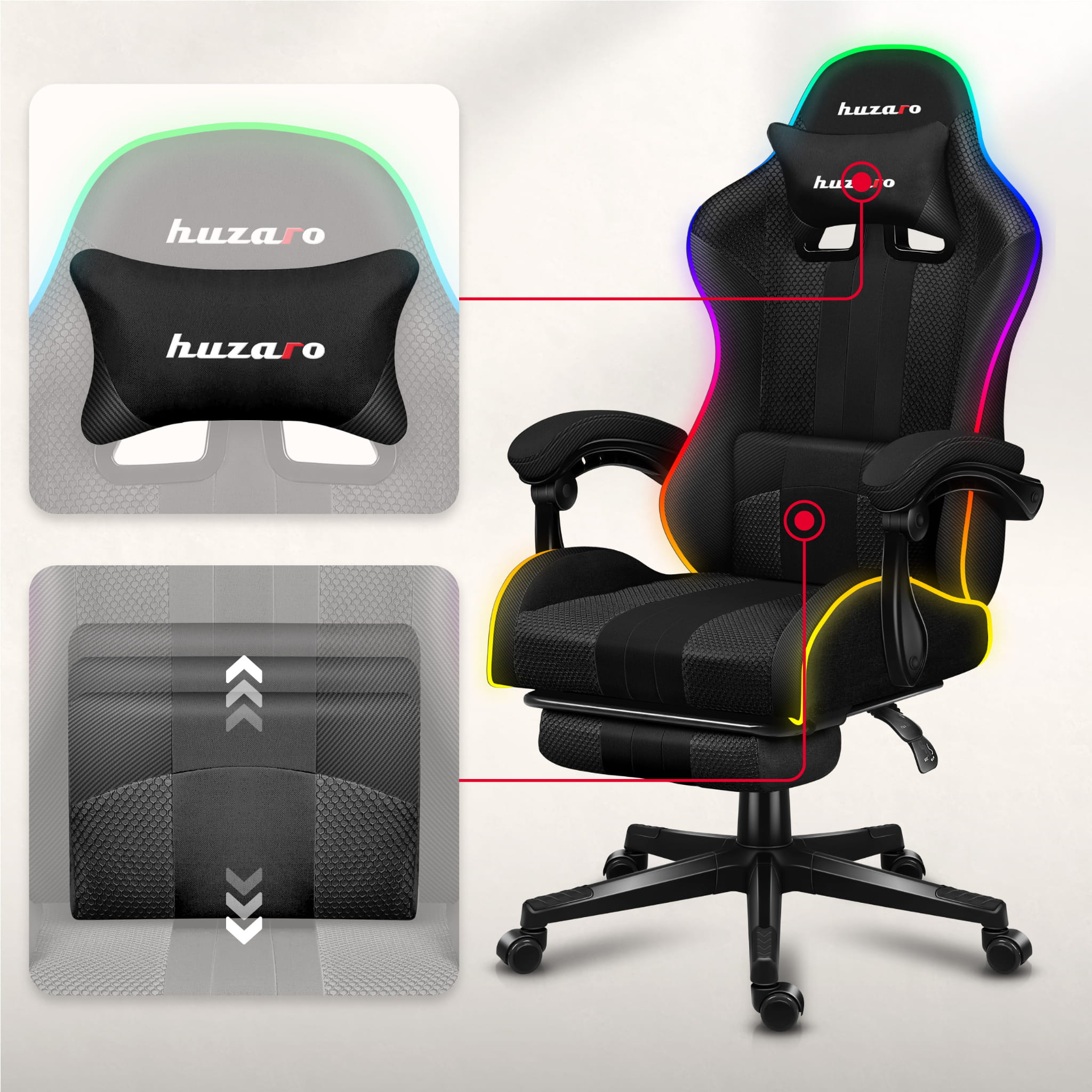 Herní židle HUZARO Force 4.7 RGB Mesh 