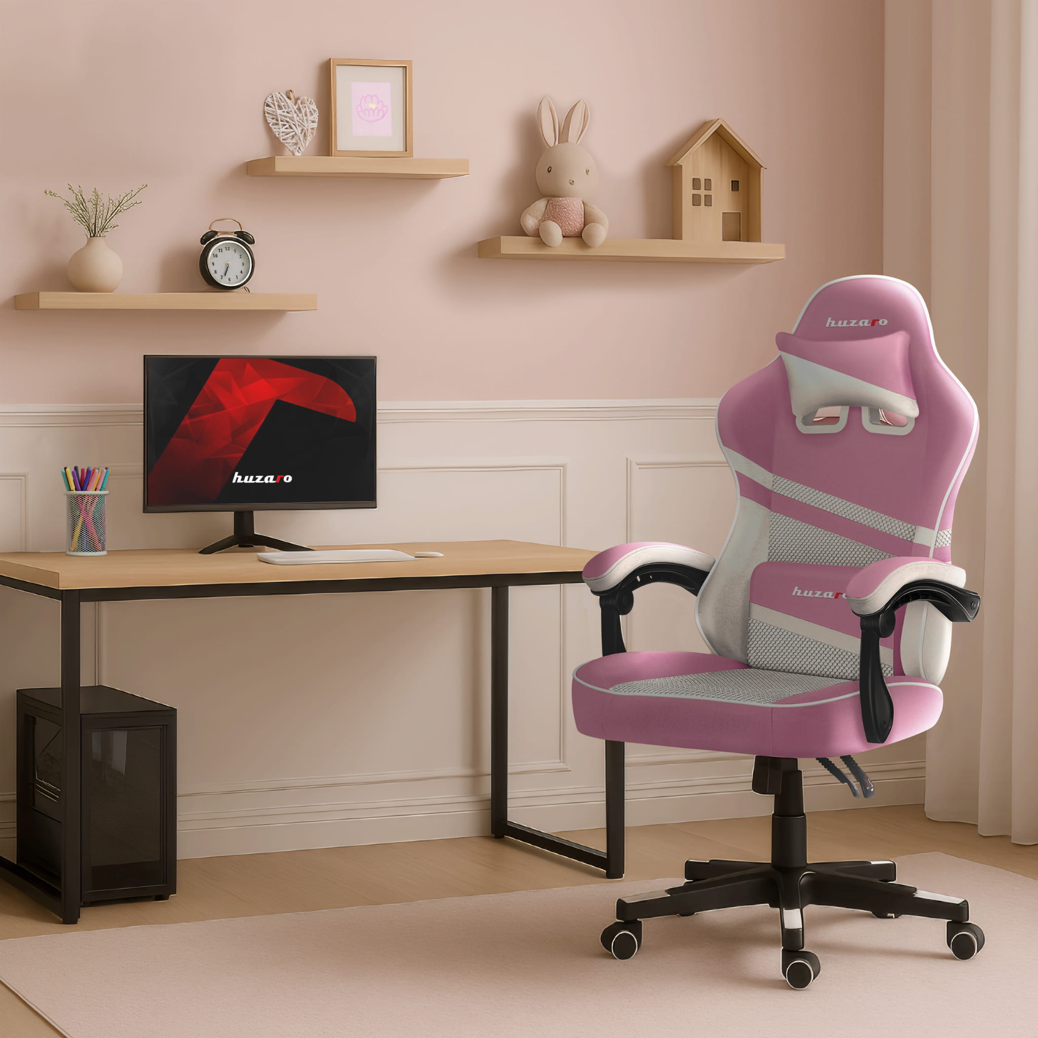 Herní židle Huzaro FORCE 4.4 Růžová síťovina 