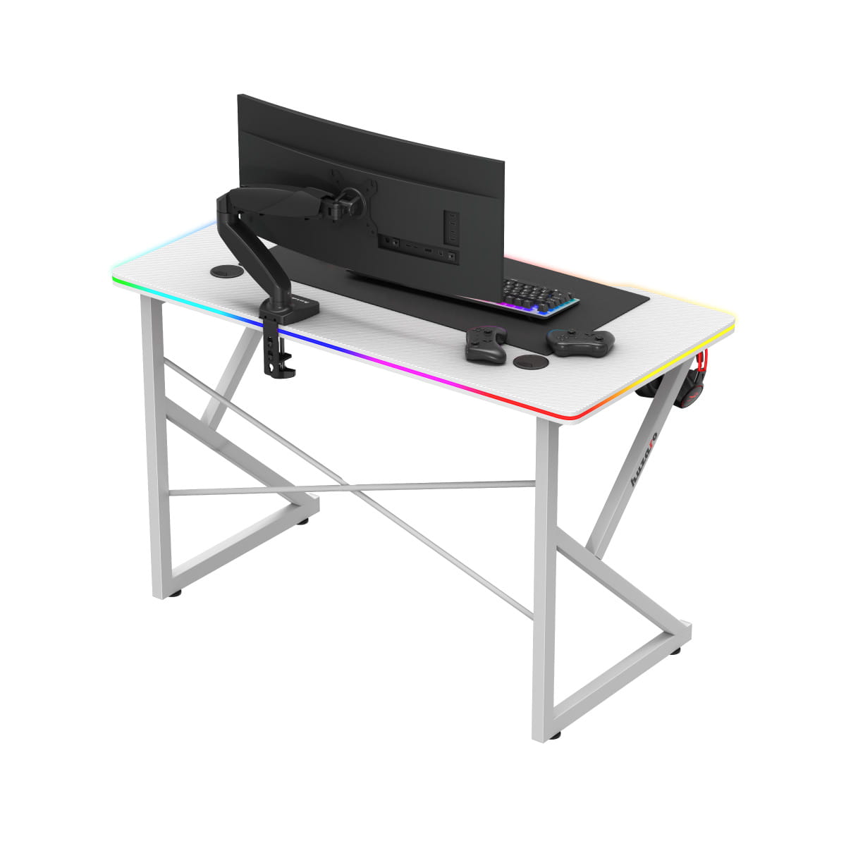 Herní stůl Huzaro Hero 1.7 RGB bílý 120 cm 