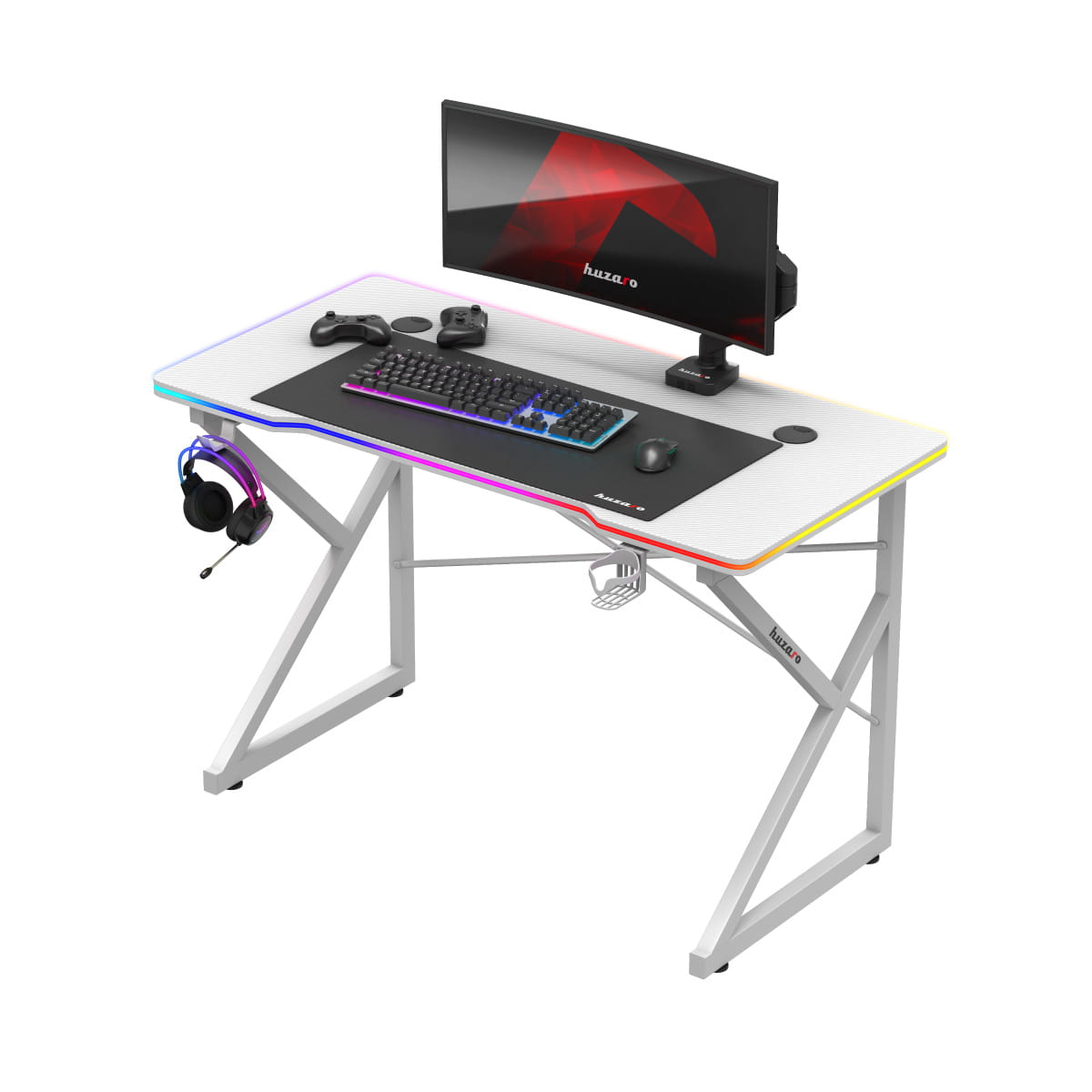 Herní stůl Huzaro Hero 1.7 RGB bílý 120 cm 