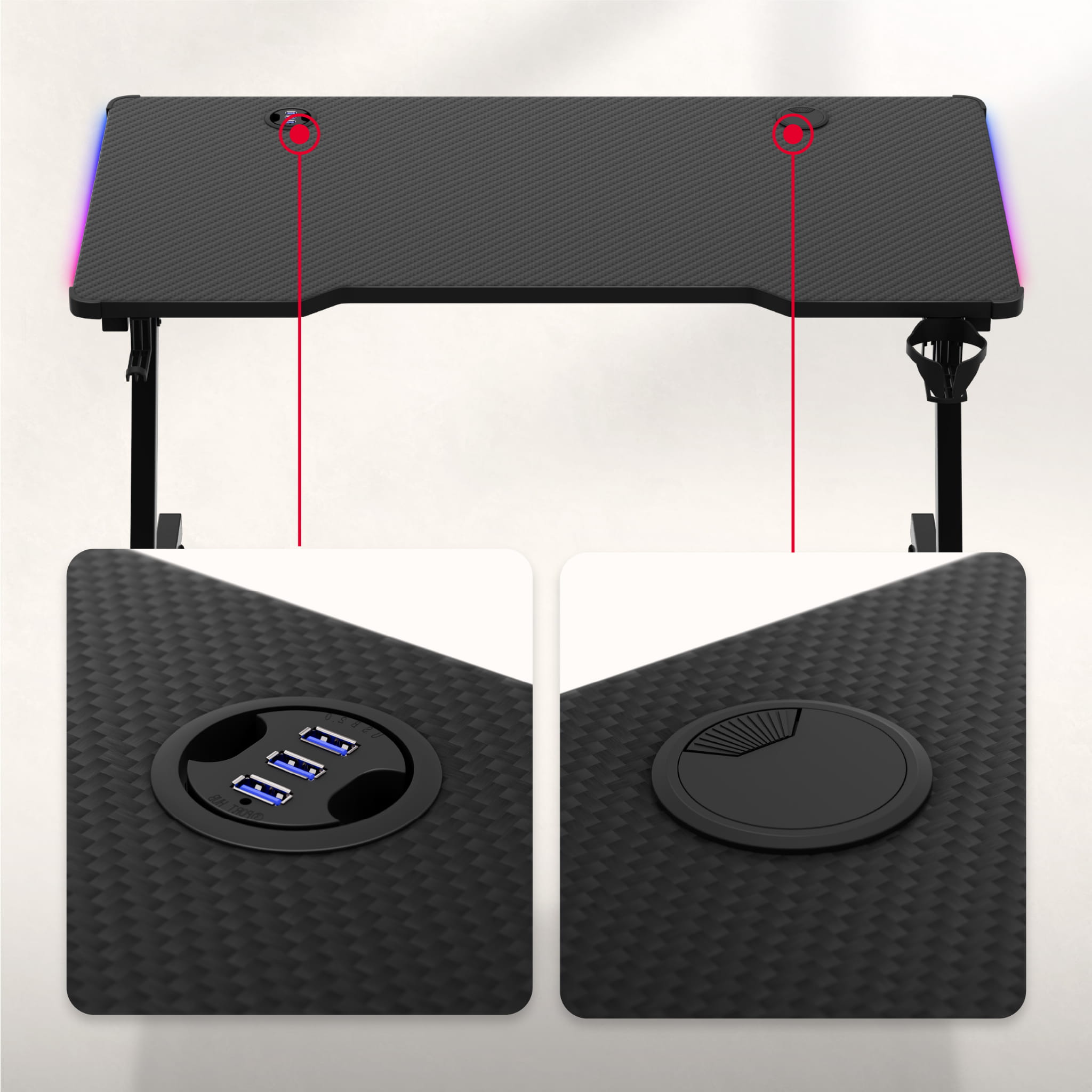 Herní stůl Huzaro Hero 2.5 RGB LED 120 cm 