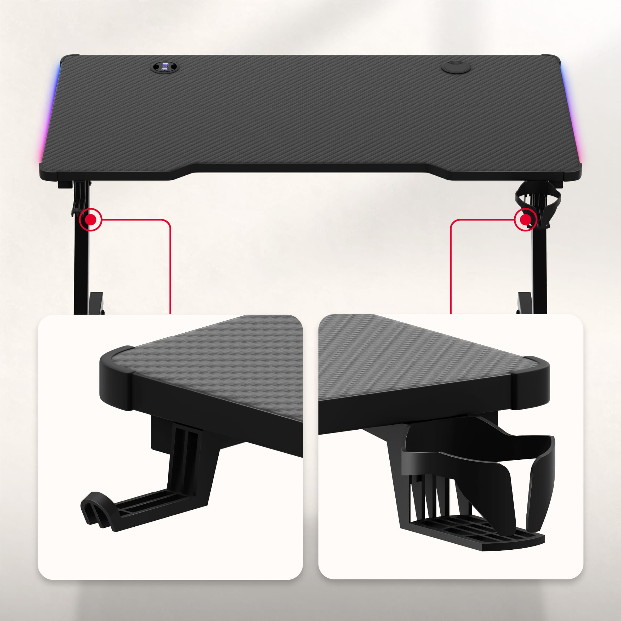 Herní stůl Huzaro Hero 2.5 RGB LED 120 cm 