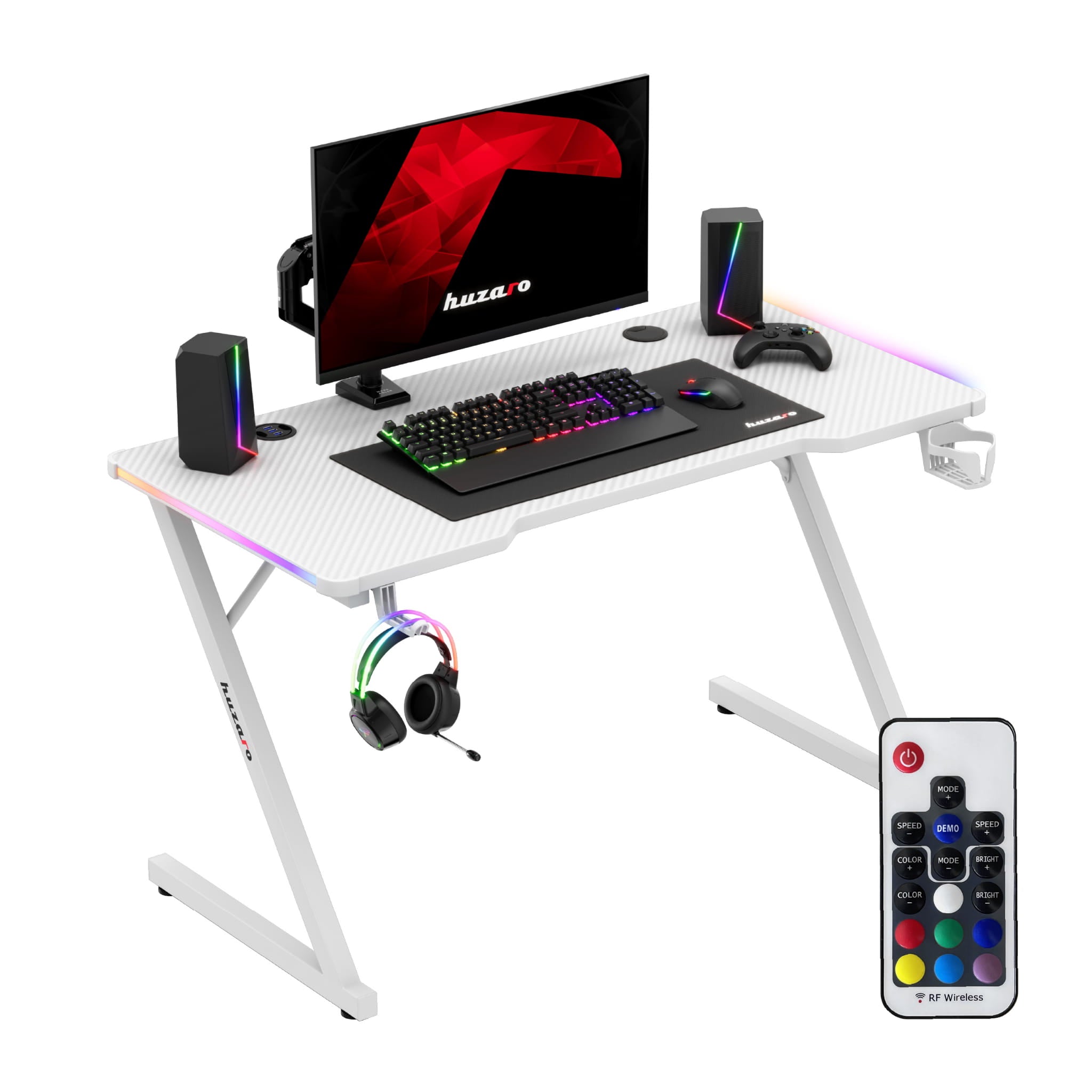 Herní stůl Huzaro Hero 2.5 RGB WHITE 120 cm 