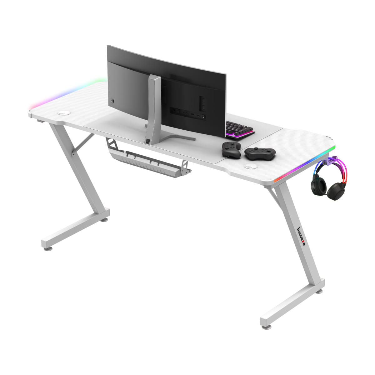 Herní stůl Huzaro Hero 3.3 Bílý RGB 140 cm 