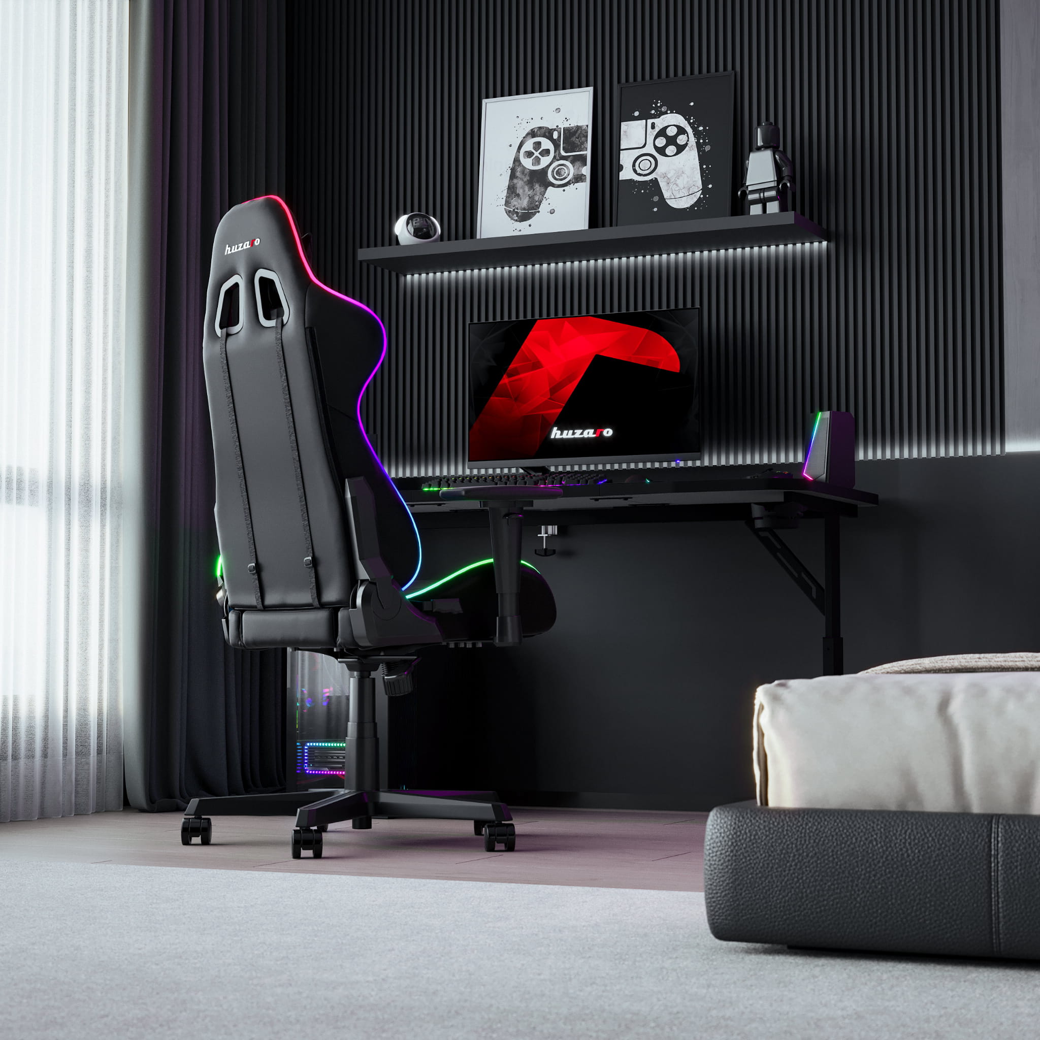 Herní stůl Huzaro Hero 3.3 černý 140 cm 