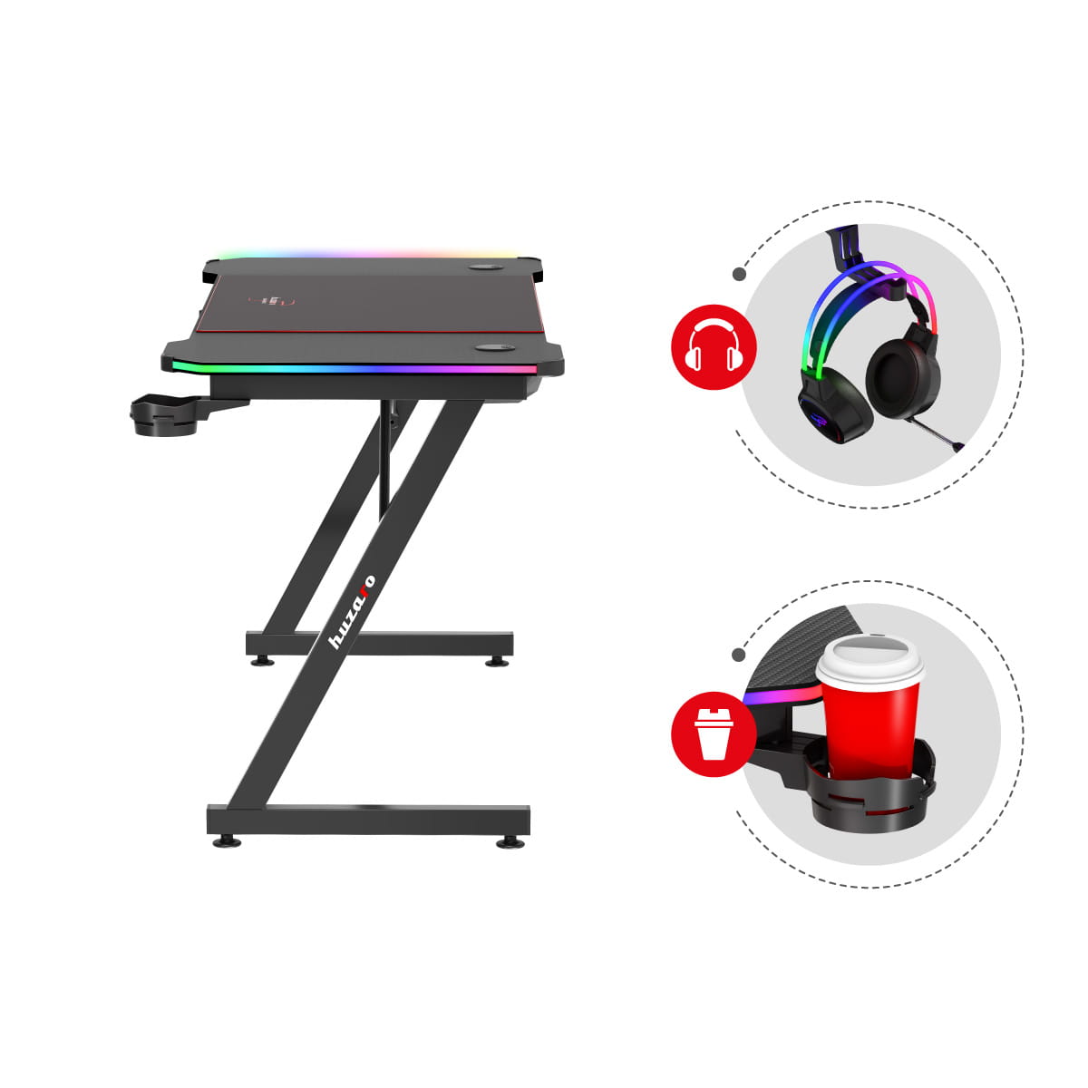 Herní stůl Huzaro Hero 4.8 RGB 160 cm 
