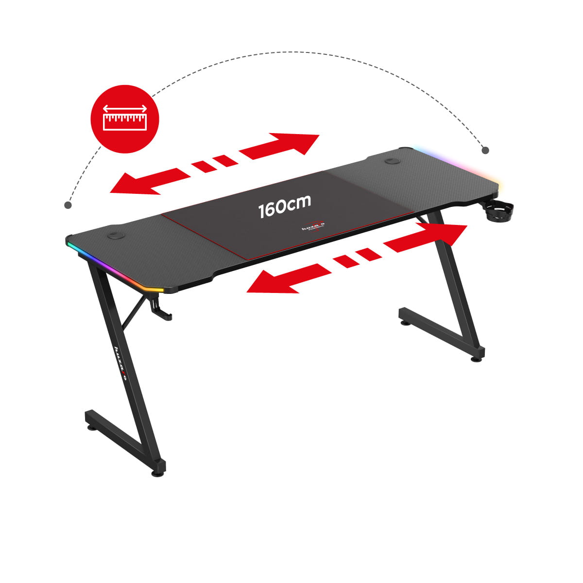Herní stůl Huzaro Hero 4.8 RGB 160 cm 