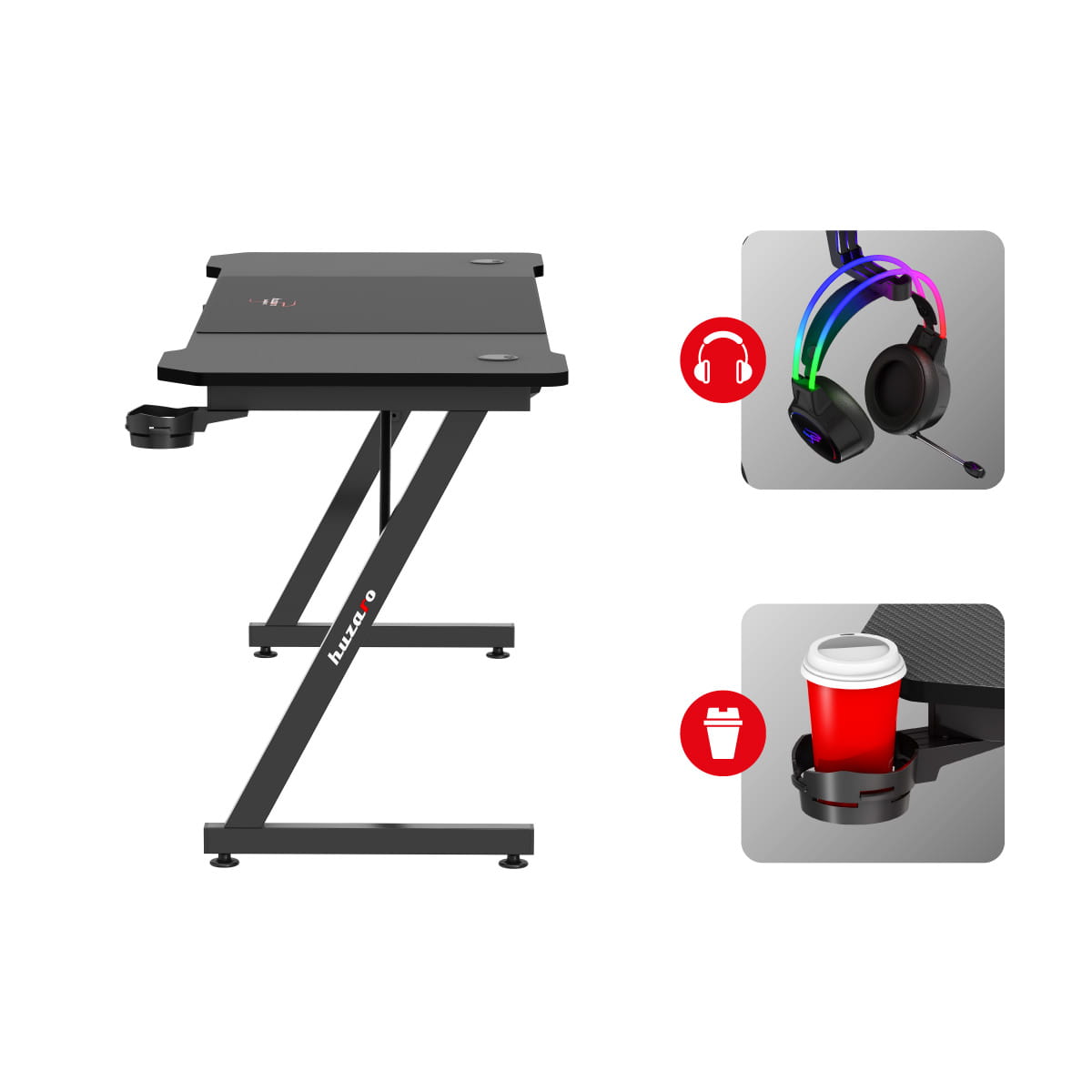 Herní stůl Huzaro Hero 4.8 černý 160 cm 