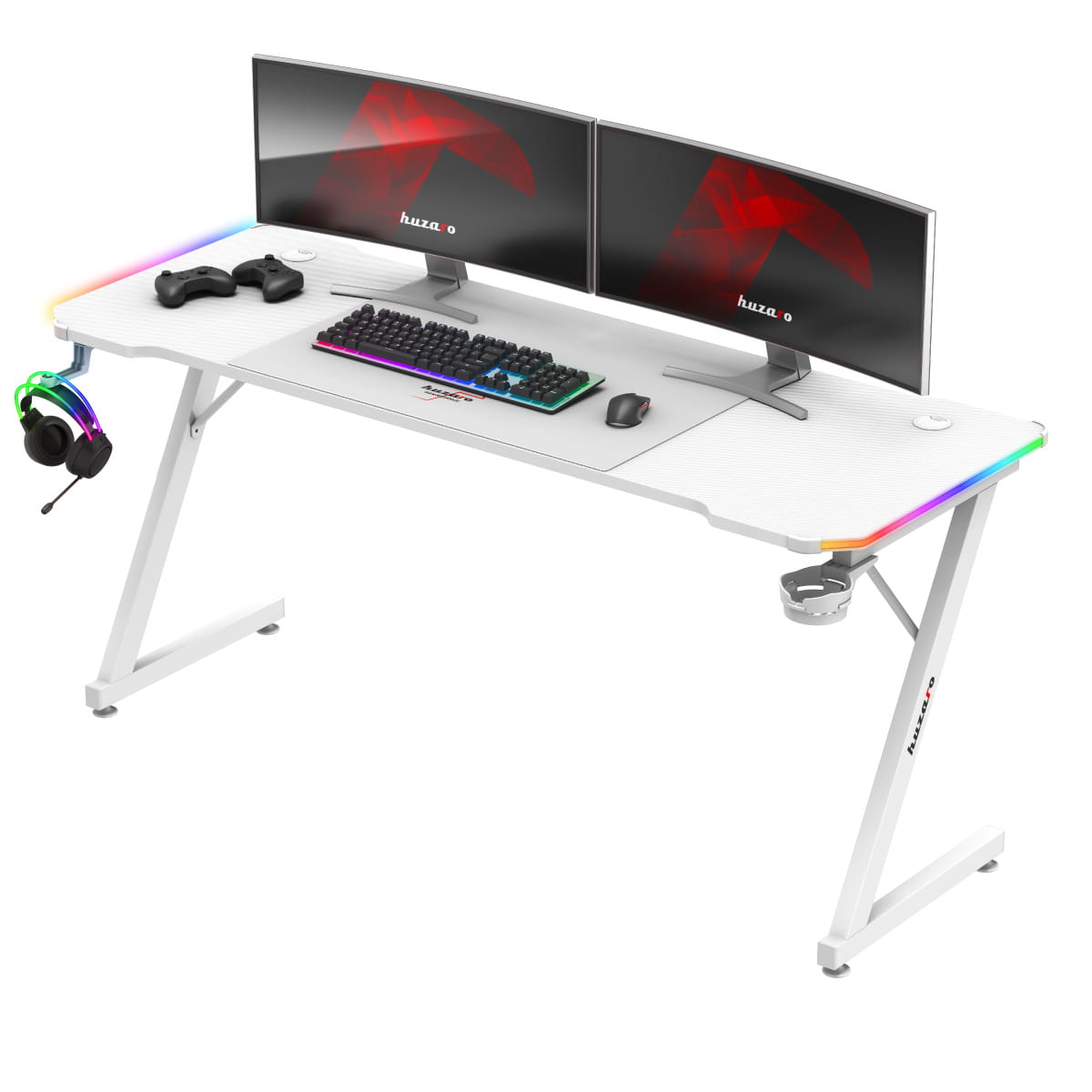 Herní stůl Huzaro Hero 4.8 Bílý RGB 160 cm 