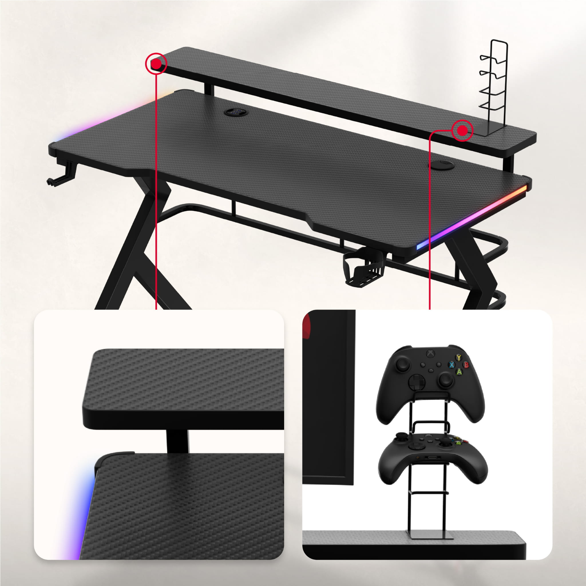 Herní stůl Huzaro Hero 5.0 RGB LED 120 cm 