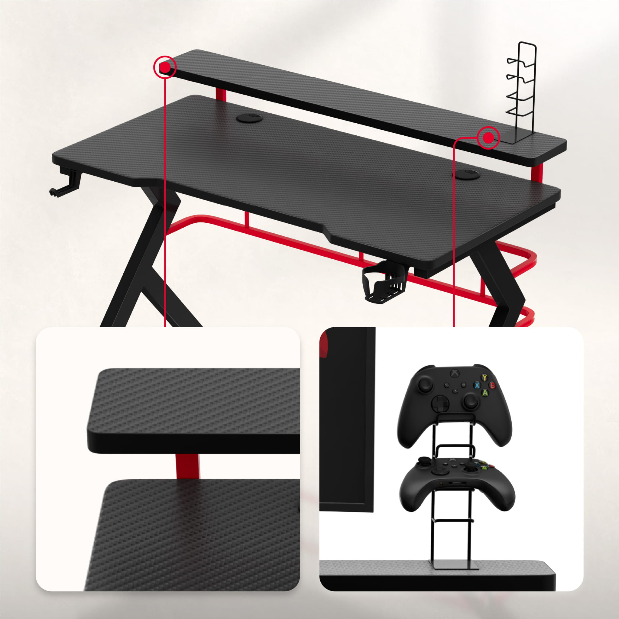 Herní stůl Huzaro Hero 5.0 Red 120 cm 