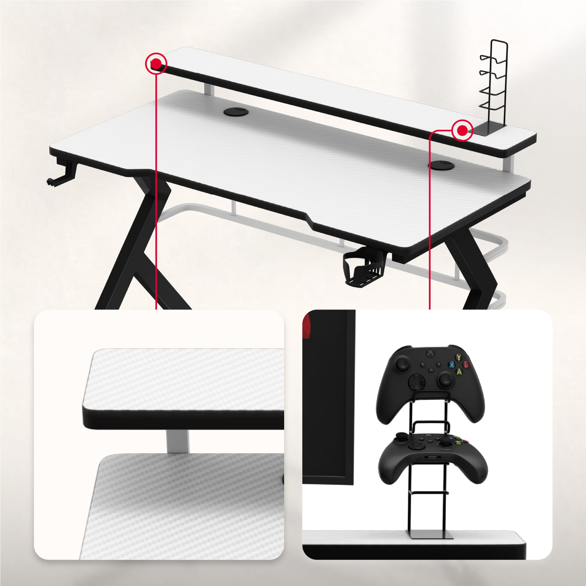 Herní stůl Huzaro Hero 5.0 bílý 120 cm 