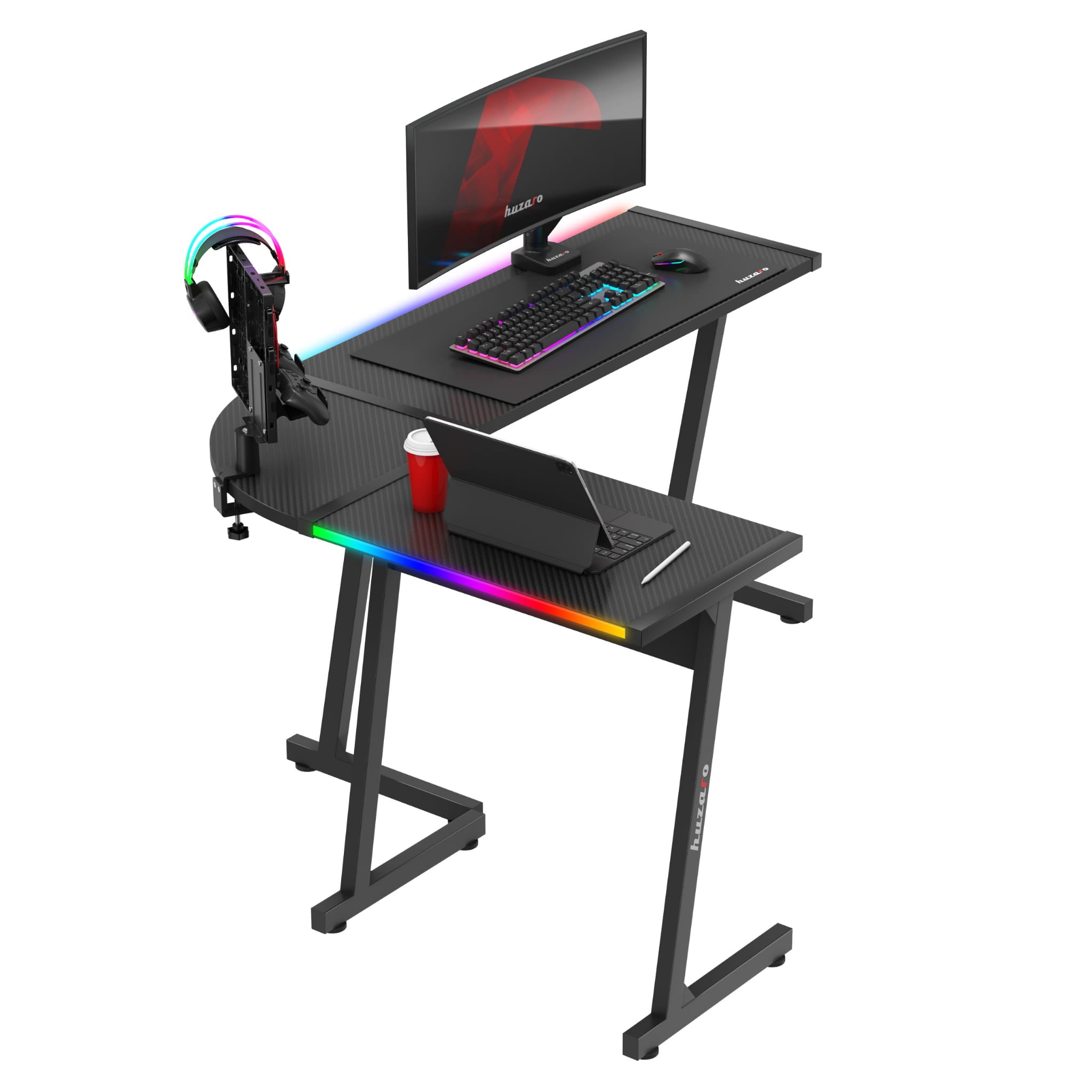 HUZARO HERO 6.0 Černý RGB Chytrý herní stůl 147 cm 