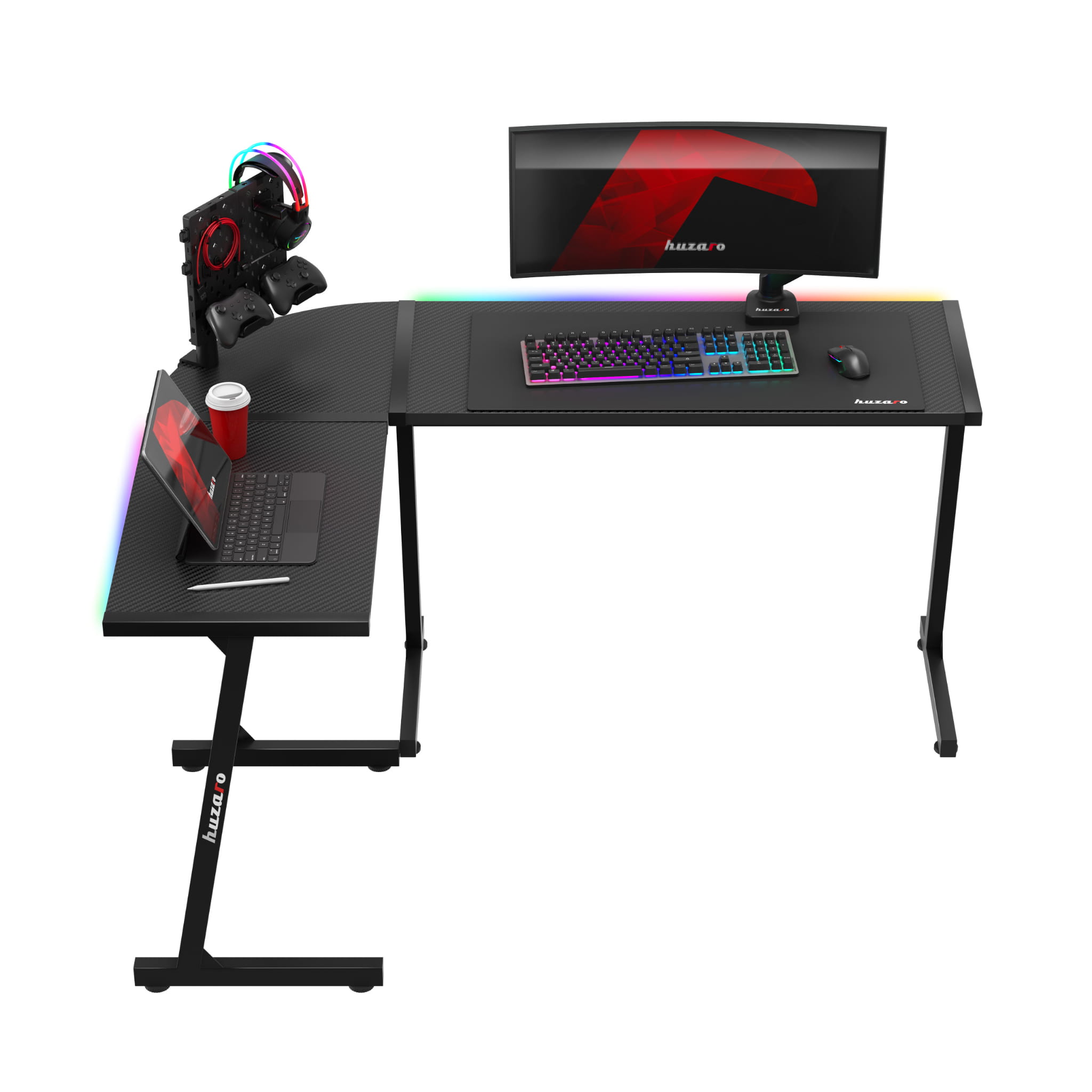 HUZARO HERO 6.0 Černý RGB Chytrý herní stůl 147 cm 