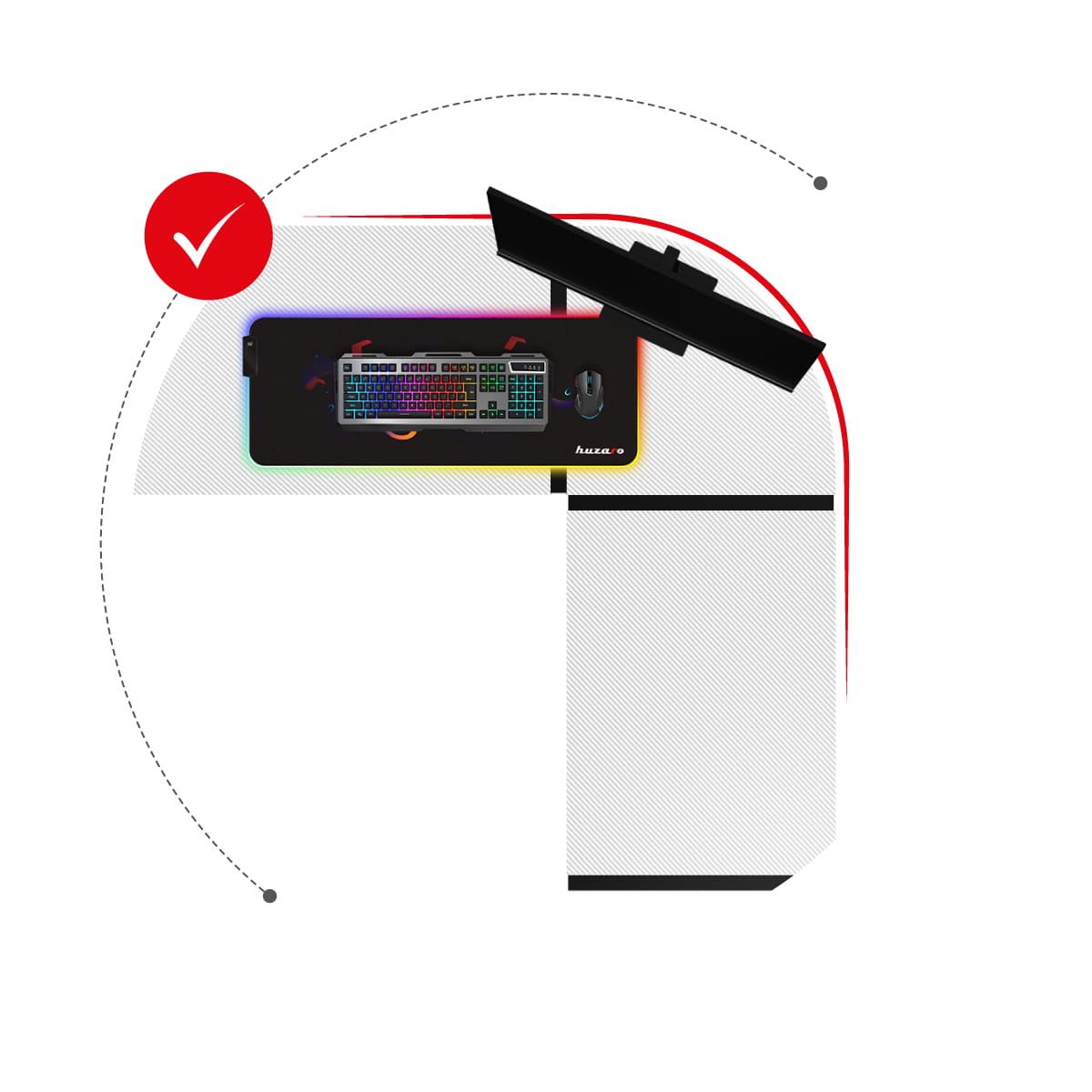 Herní stůl Huzaro Hero 6.3 bílý 154 cm 