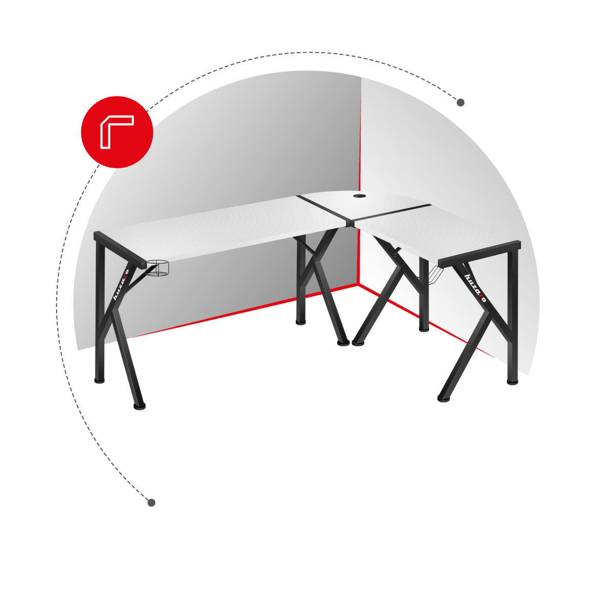 Herní stůl Huzaro Hero 6.3 bílý 154 cm 