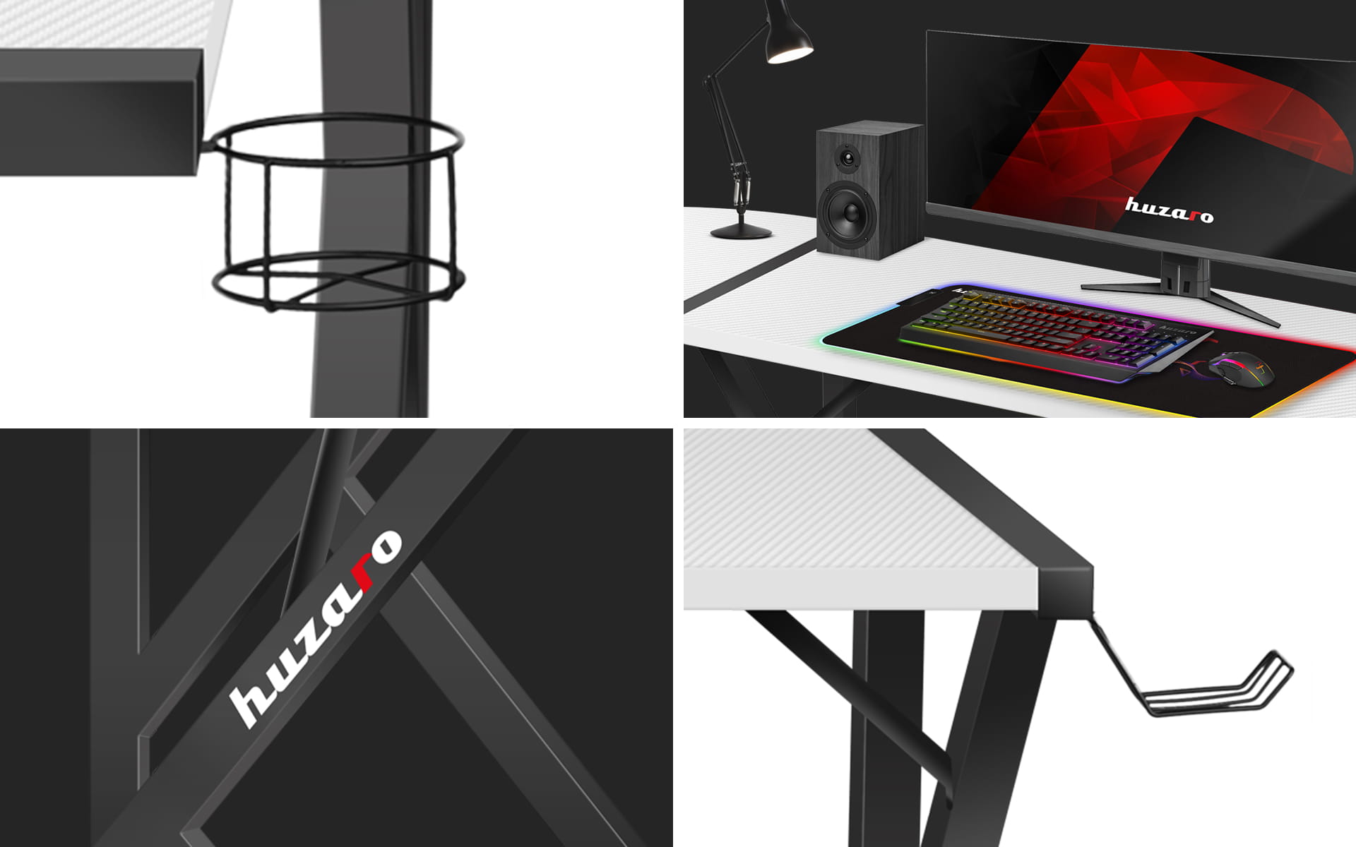 Herní stůl Huzaro Hero 6.3 bílý 154 cm 