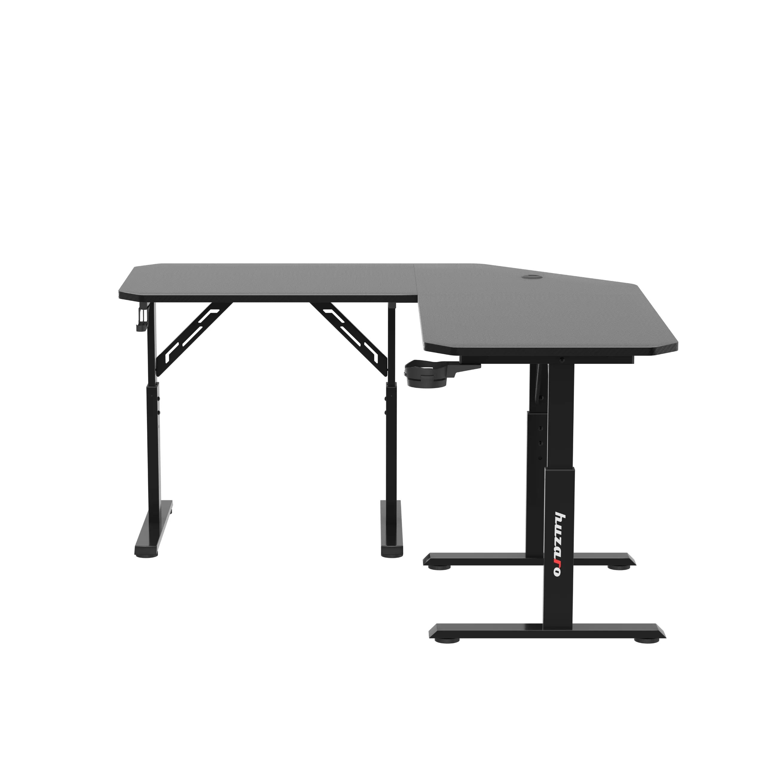 Herní stůl Huzaro Hero 7.3 Black s nastavitelnou výškou, rohový 