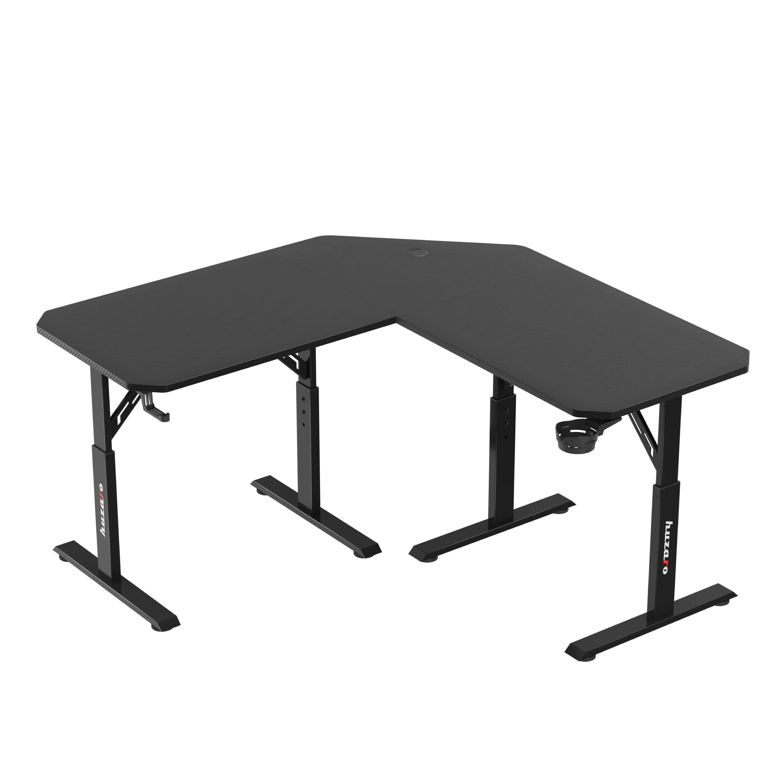 Herní stůl Huzaro Hero 7.3 Black s nastavitelnou výškou, rohový 