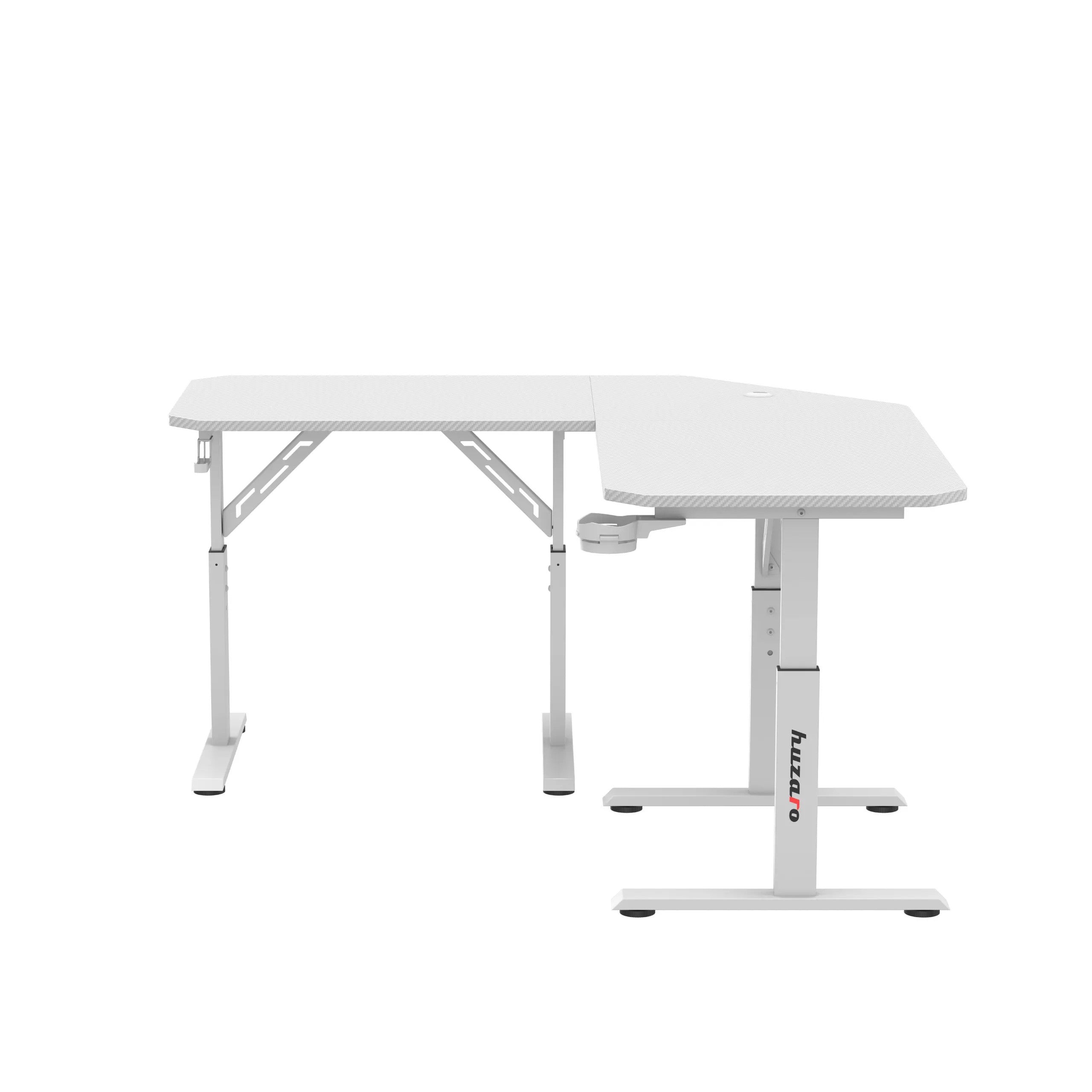 Herní stůl Huzaro Hero 7.3 White s nastavitelnou výškou, rohový 