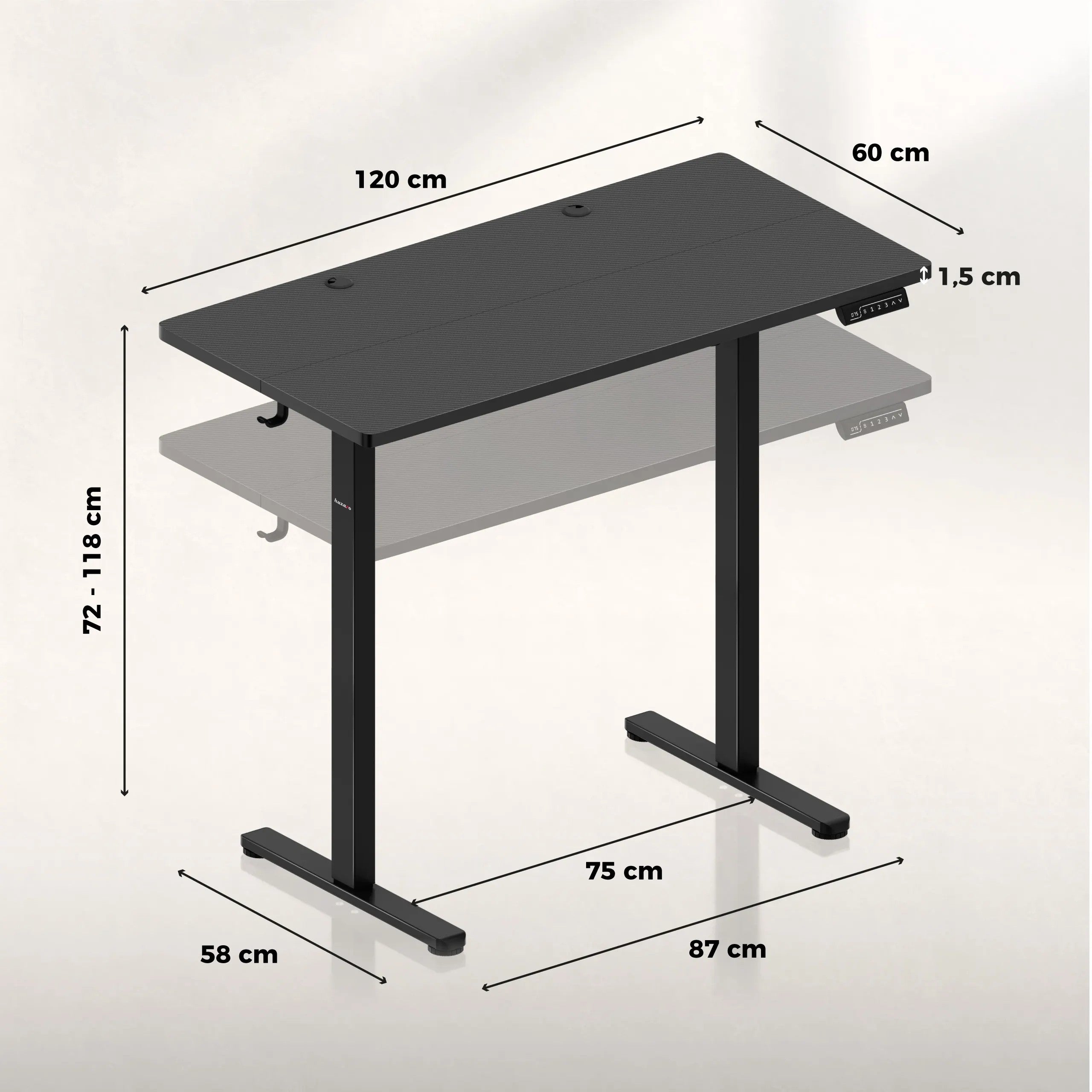 Herní stůl Huzaro Hero 8.1 Black 120 cm