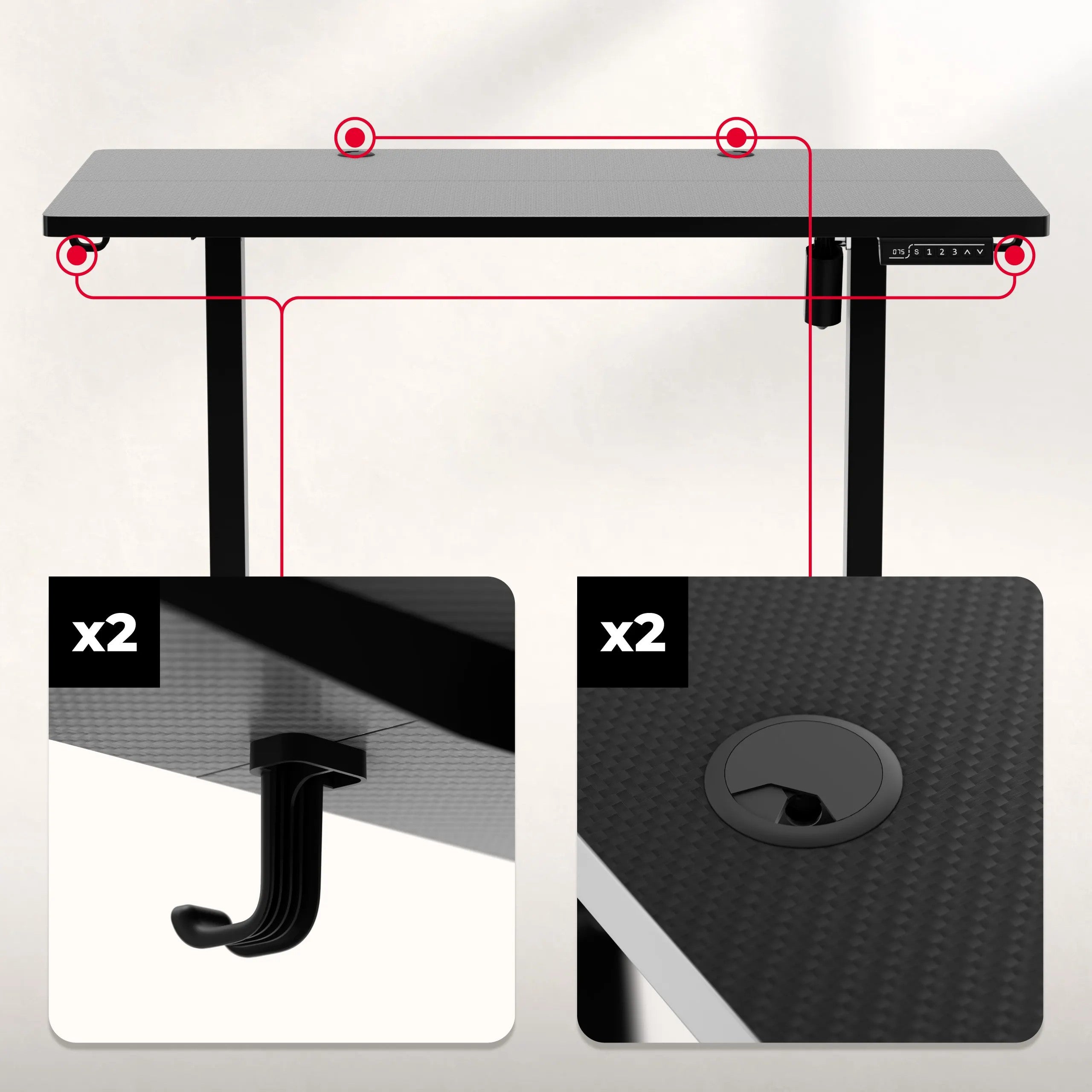 Herní stůl Huzaro Hero 8.1 Black 120 cm