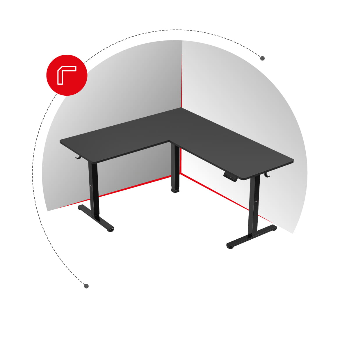 Huzaro Hero 9.5 Elektrický rohový stůl 160 cm 