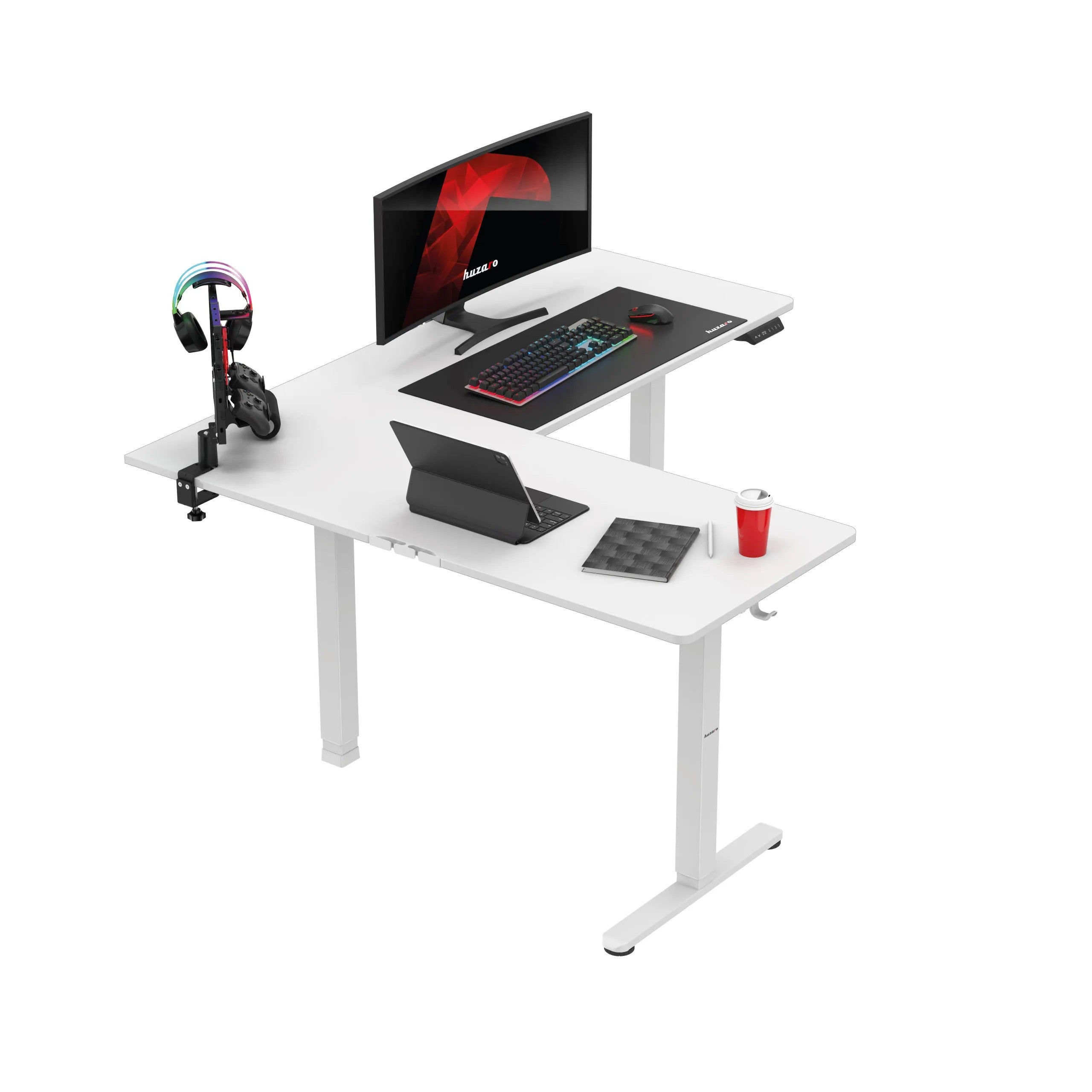 Huzaro Hero 9.5 bílý elektrický rohový stůl 160 cm 