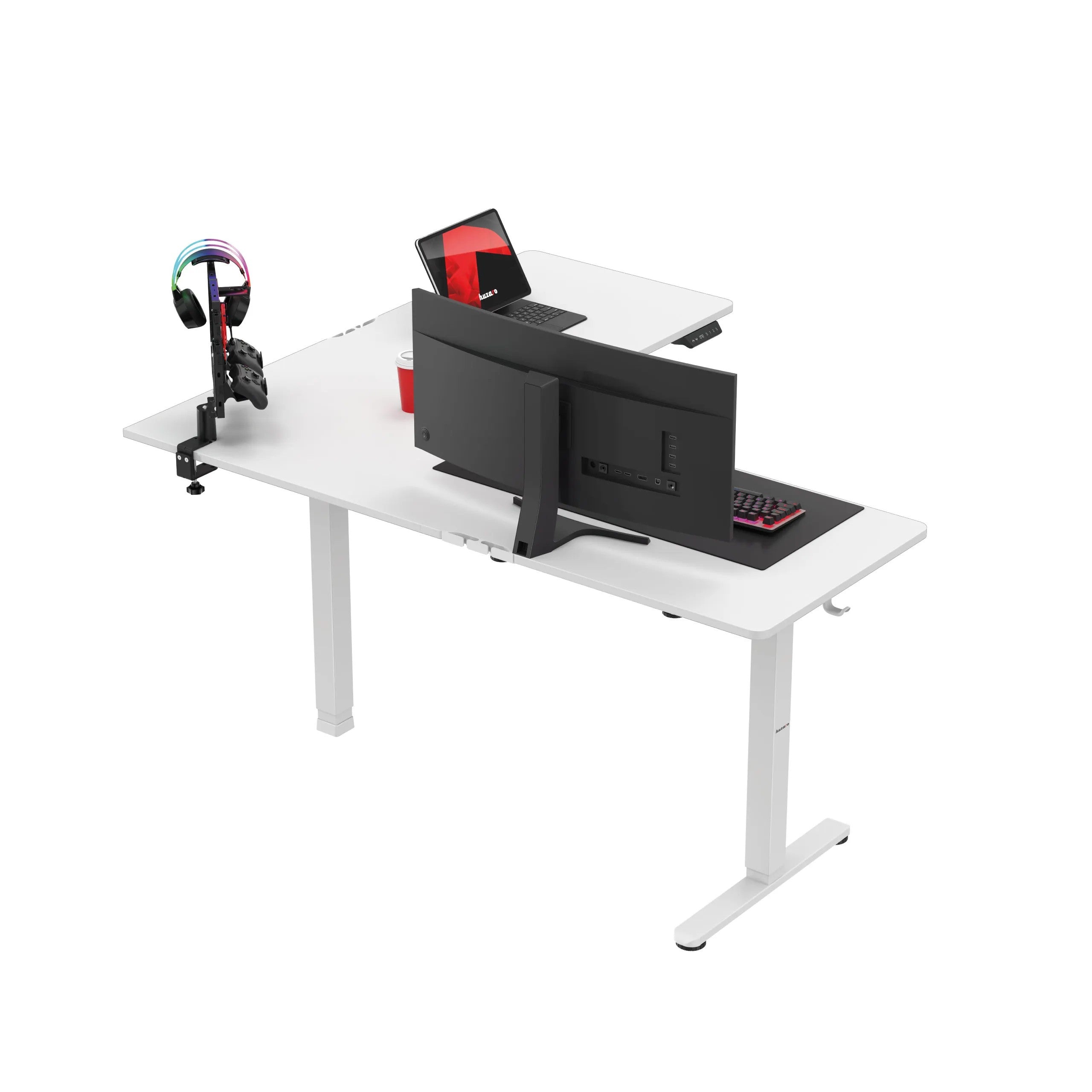 Huzaro Hero 9.5 bílý elektrický rohový stůl 160 cm 