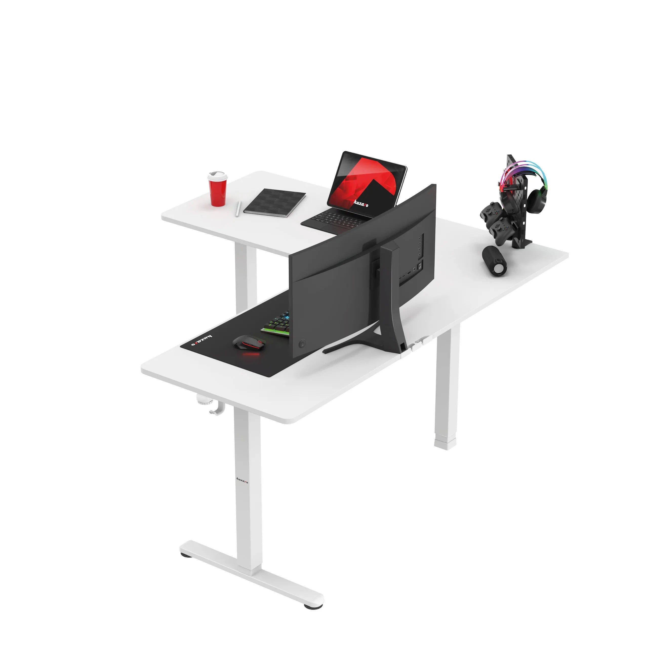 Huzaro Hero 9.5 bílý elektrický rohový stůl 160 cm 
