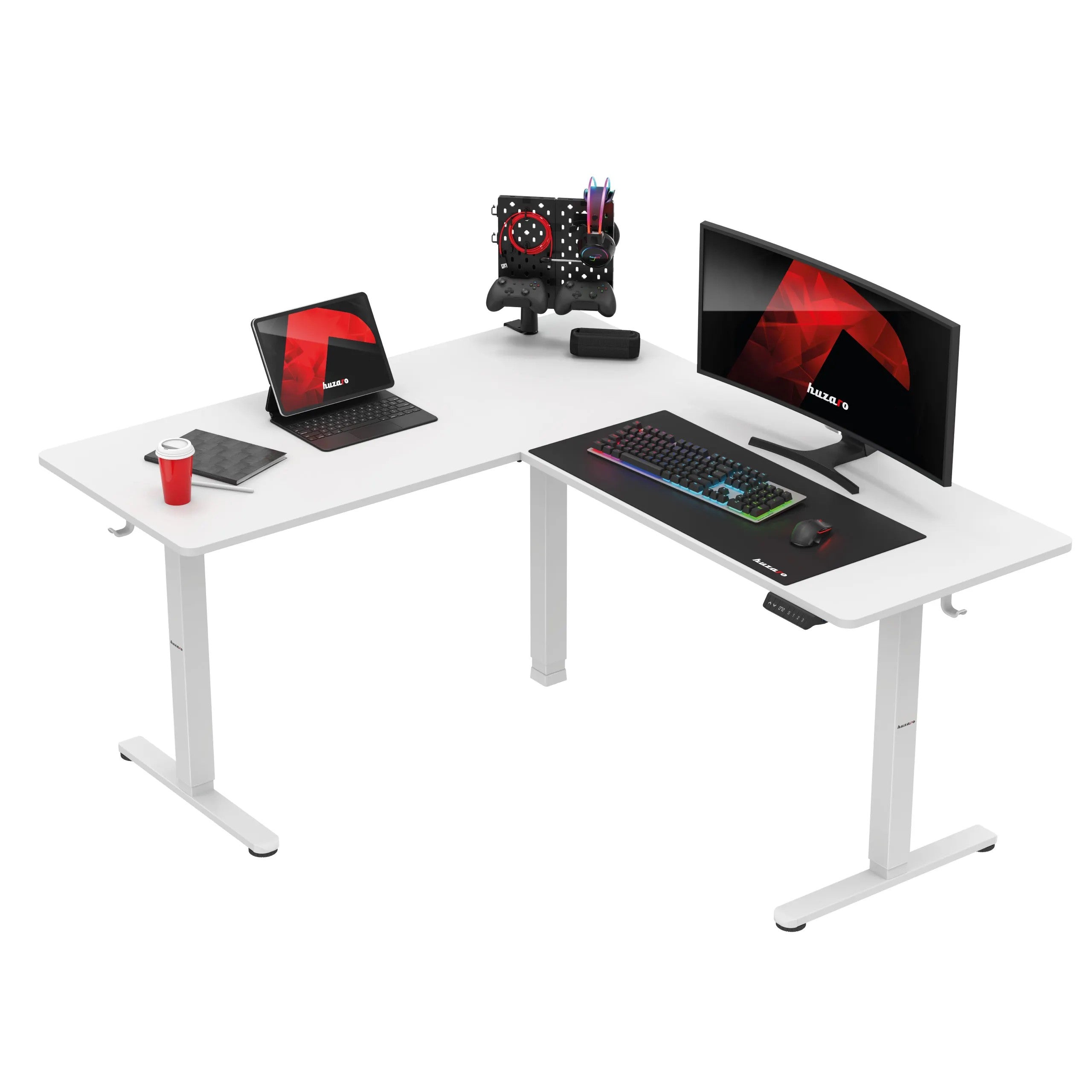 Huzaro Hero 9.5 bílý elektrický rohový stůl 160 cm 