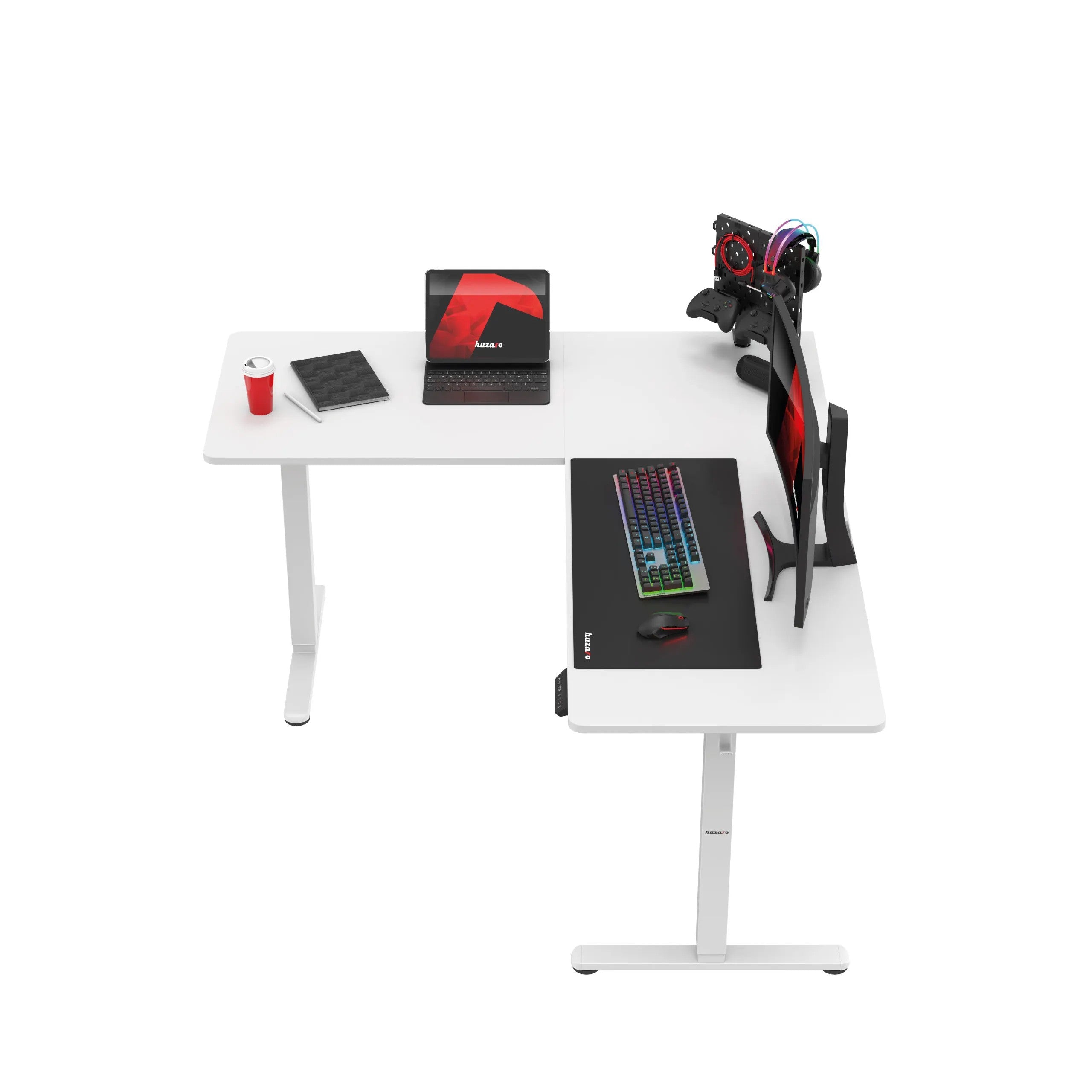 Huzaro Hero 9.5 bílý elektrický rohový stůl 160 cm 