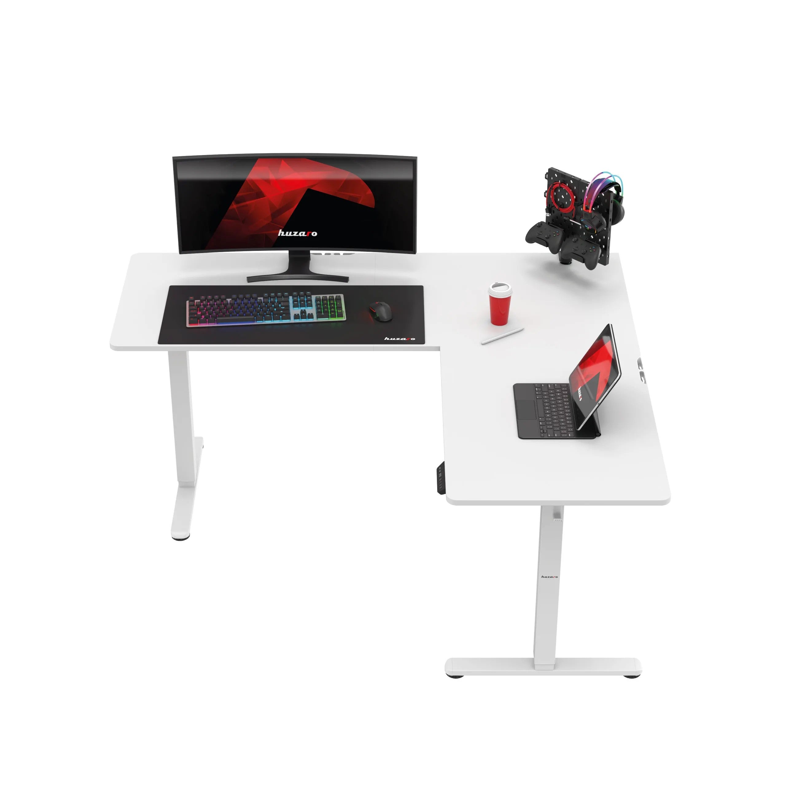 Huzaro Hero 9.5 bílý elektrický rohový stůl 160 cm 