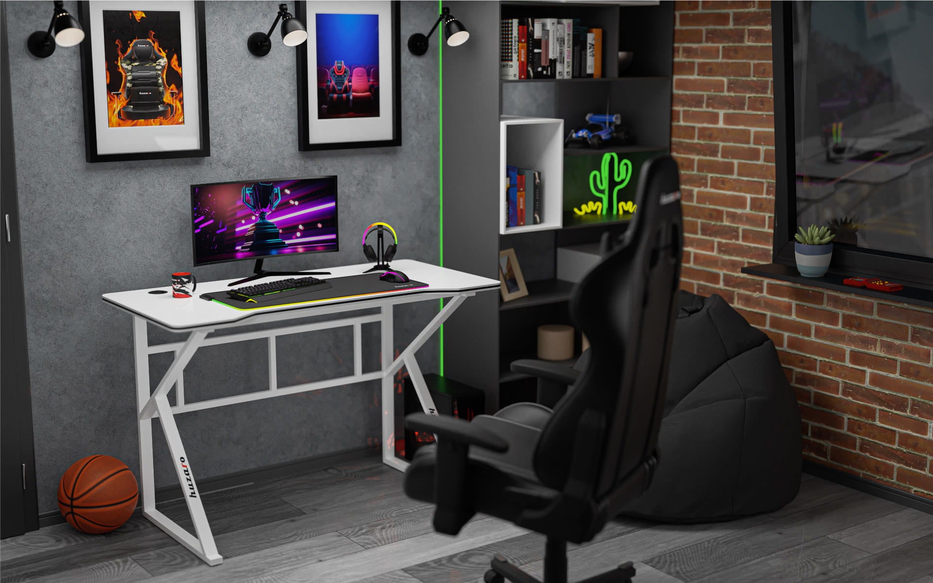 Herní stůl Huzaro Hero 1.6 bílý 120 cm 