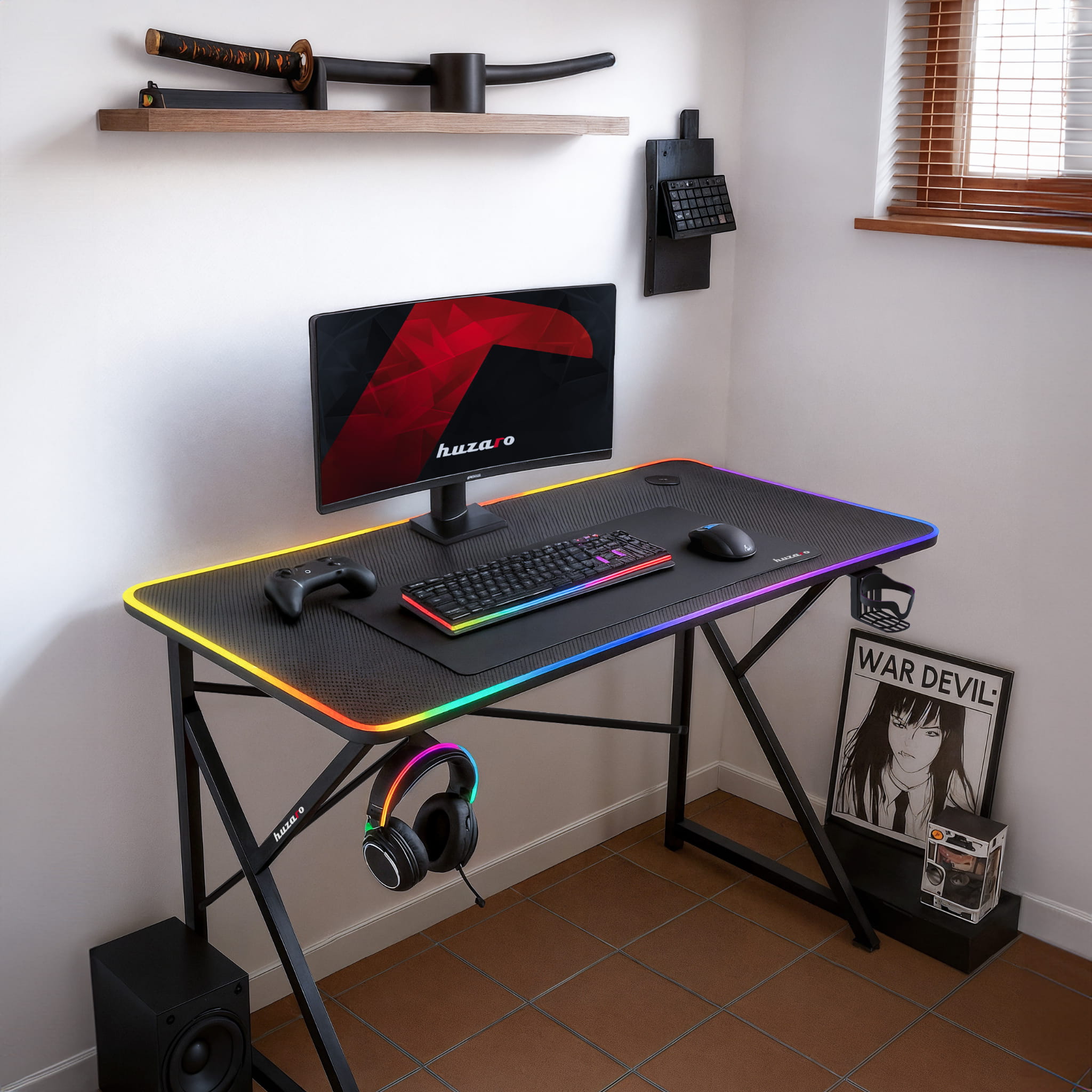 Herní stůl Huzaro Hero 1.7 RGB černý 120 cm 